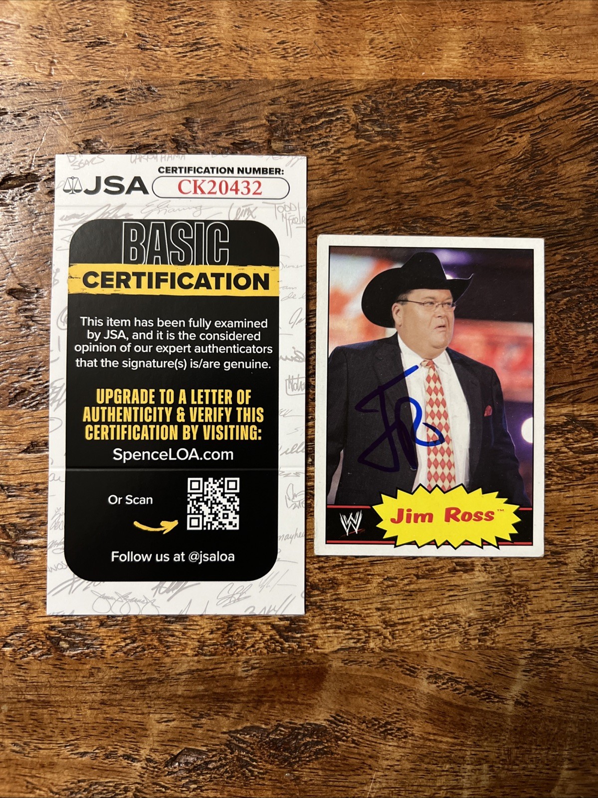 Jim Ross IP Signed Topps Card JSA Coa Autographed WWE