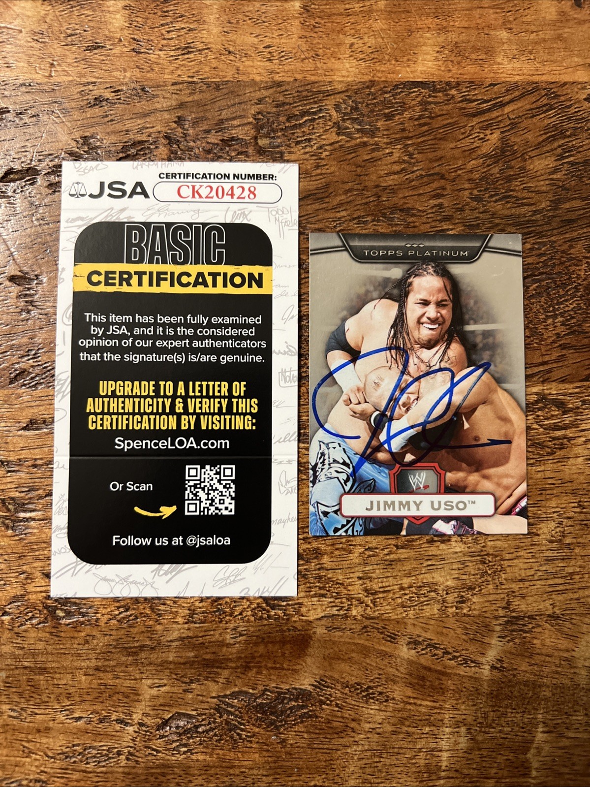 Jimmy Uso IP Signed Topps Platinum Card JSA Coa Autographed WWE