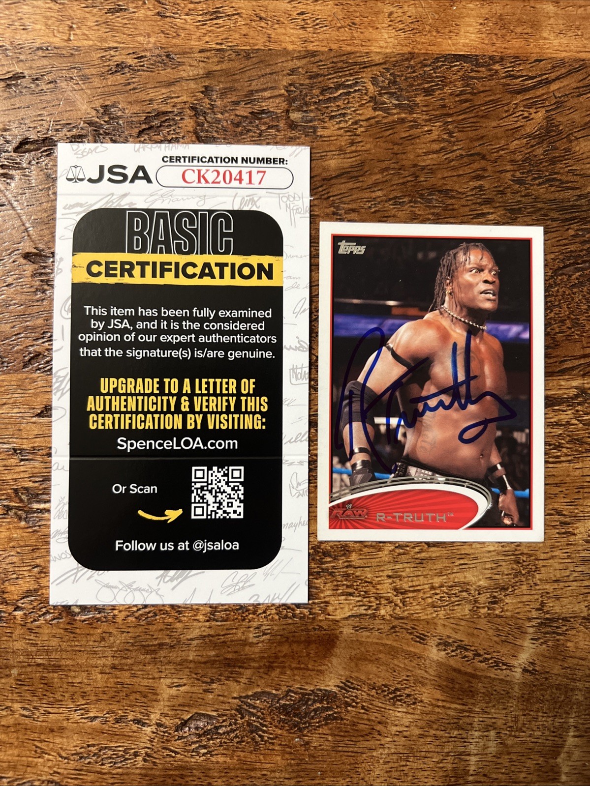 R-Truth IP Signed Topps Card JSA Coa Autographed WWE