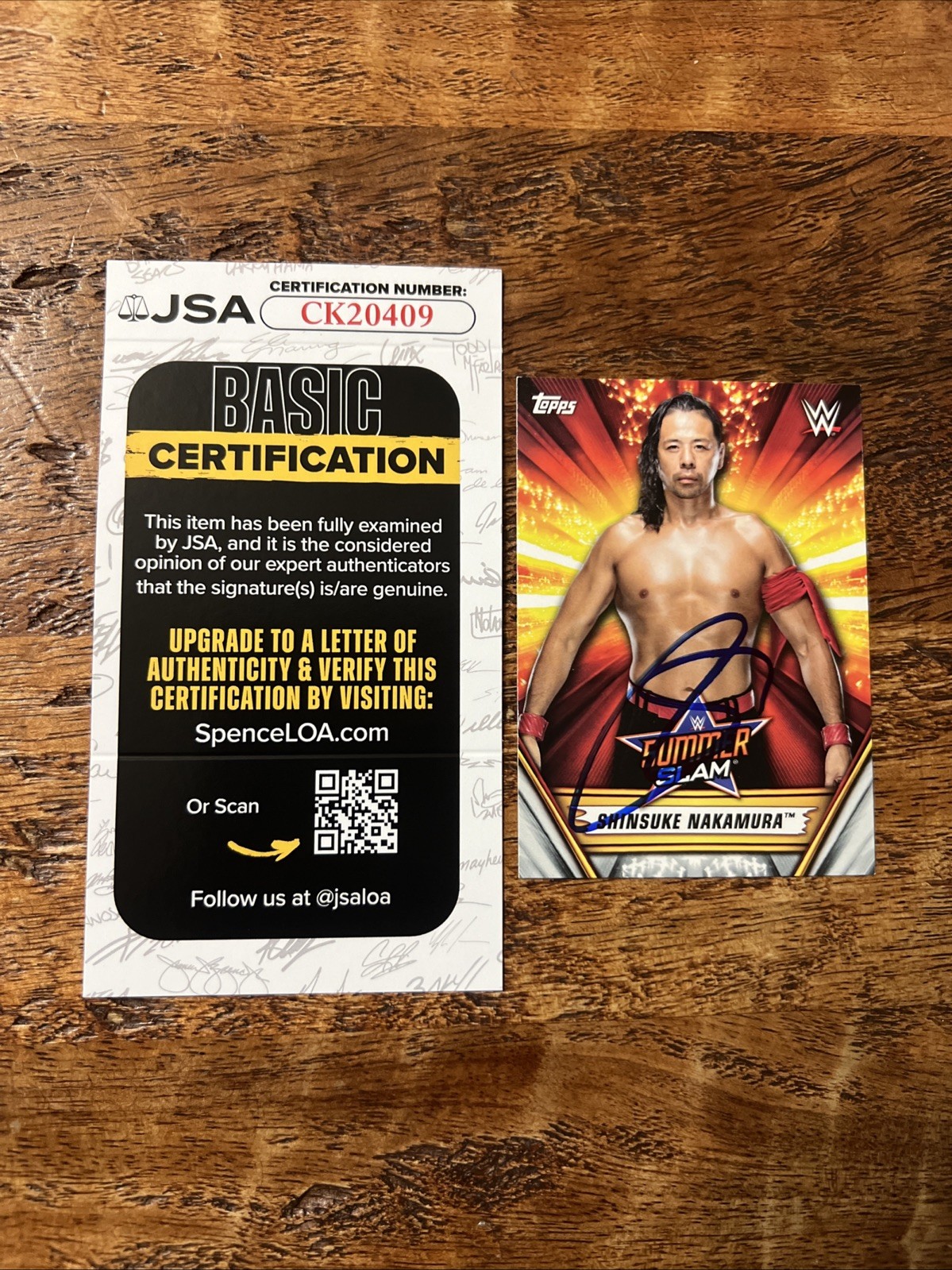Shinsuke Nakamura IP Signed Topps Card JSA Coa Autographed WWE