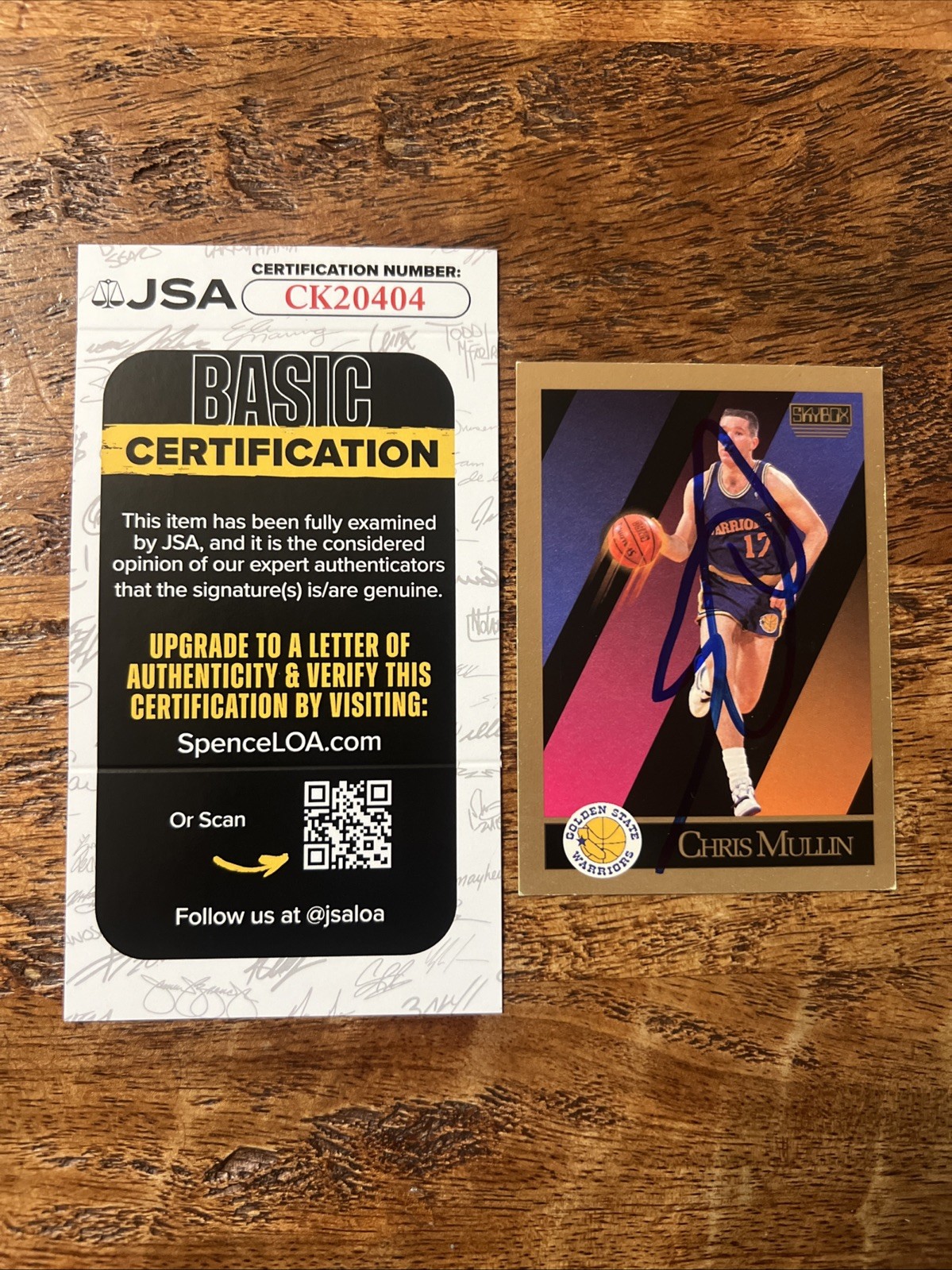 Chris Mullin IP Signed Skybox Card JSA Coa Autographed Warriors