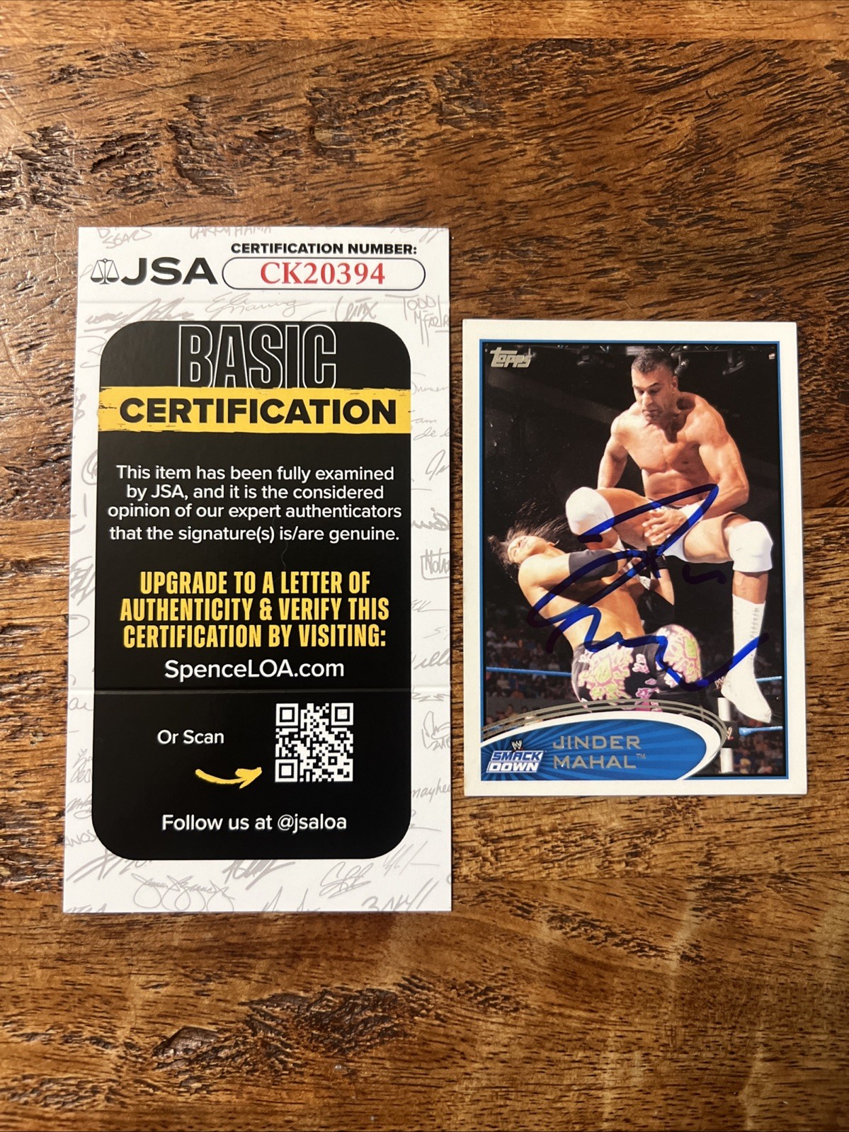 Jinder Mahal IP Signed Topps Card JSA Coa Autographed WWE