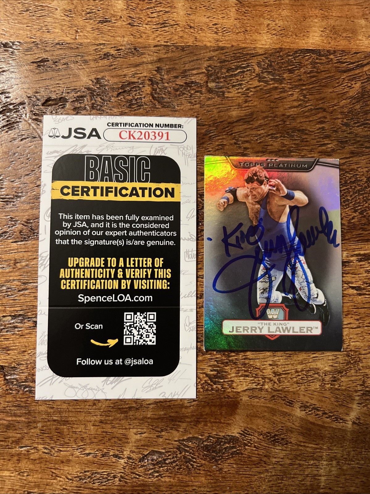 Jerry The King Lawler IP Signed Topps Platinum Card JSA Coa Autographed WWE