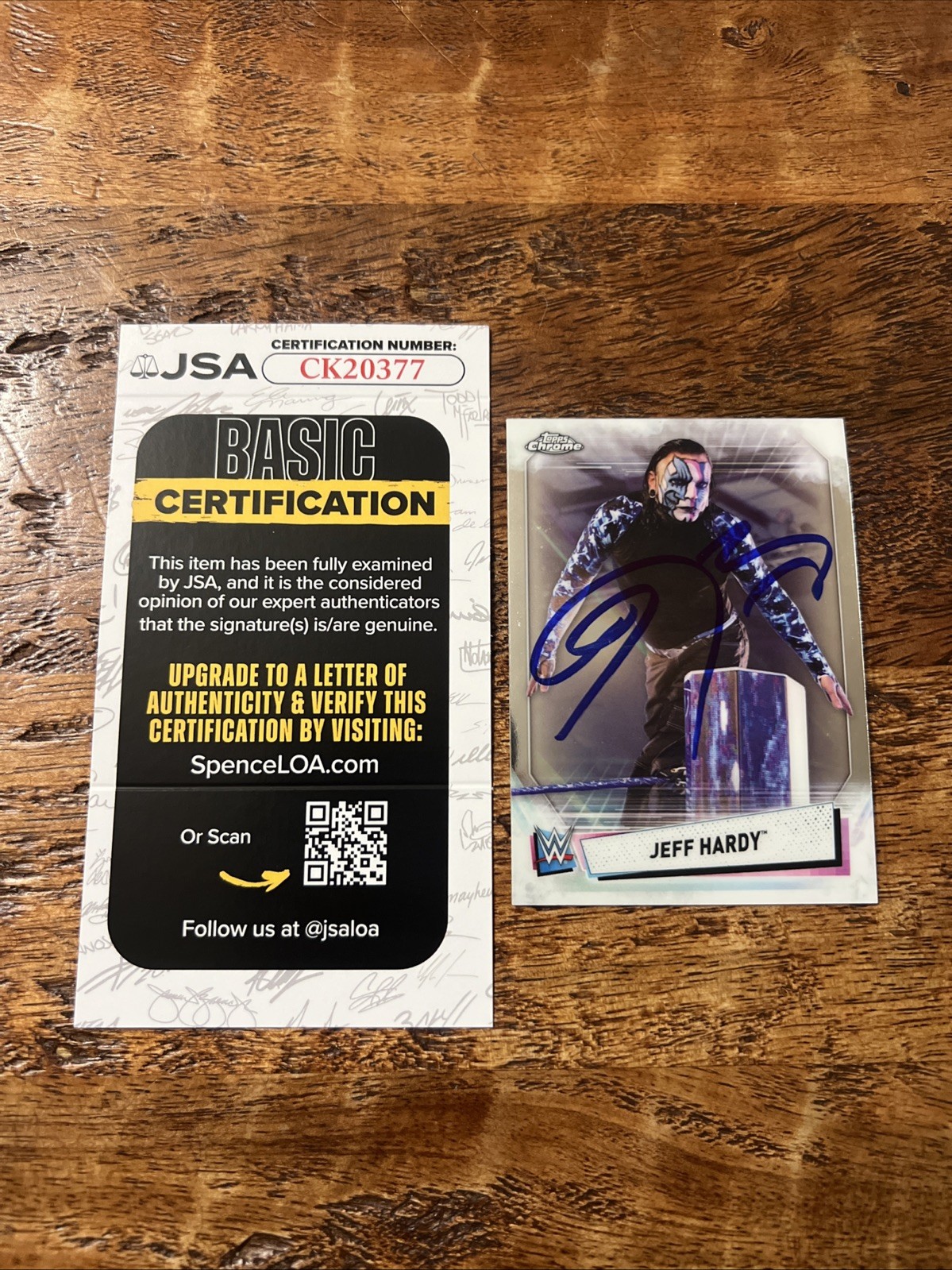 Jeff Hardy IP Signed Topps Chrome Card JSA Coa Autographed WWE