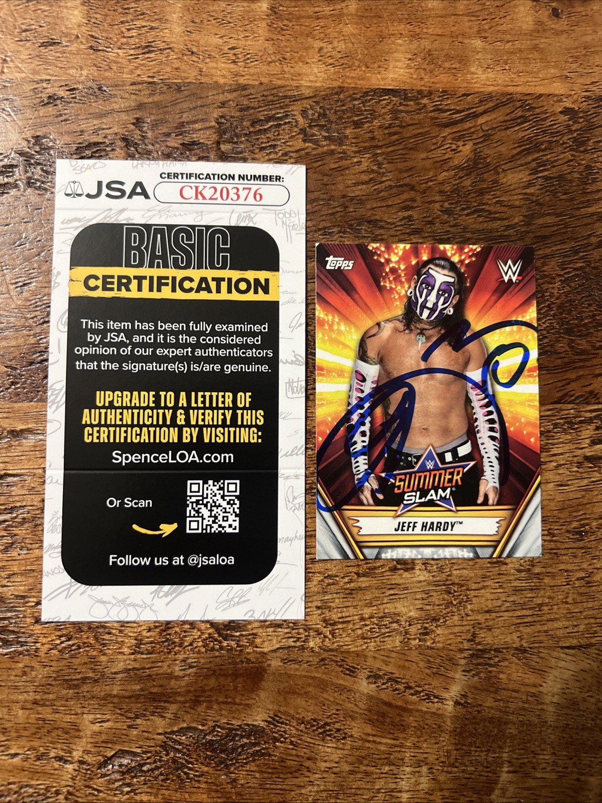 Jeff Hardy IP Signed Topps Card JSA Coa Autographed WWE