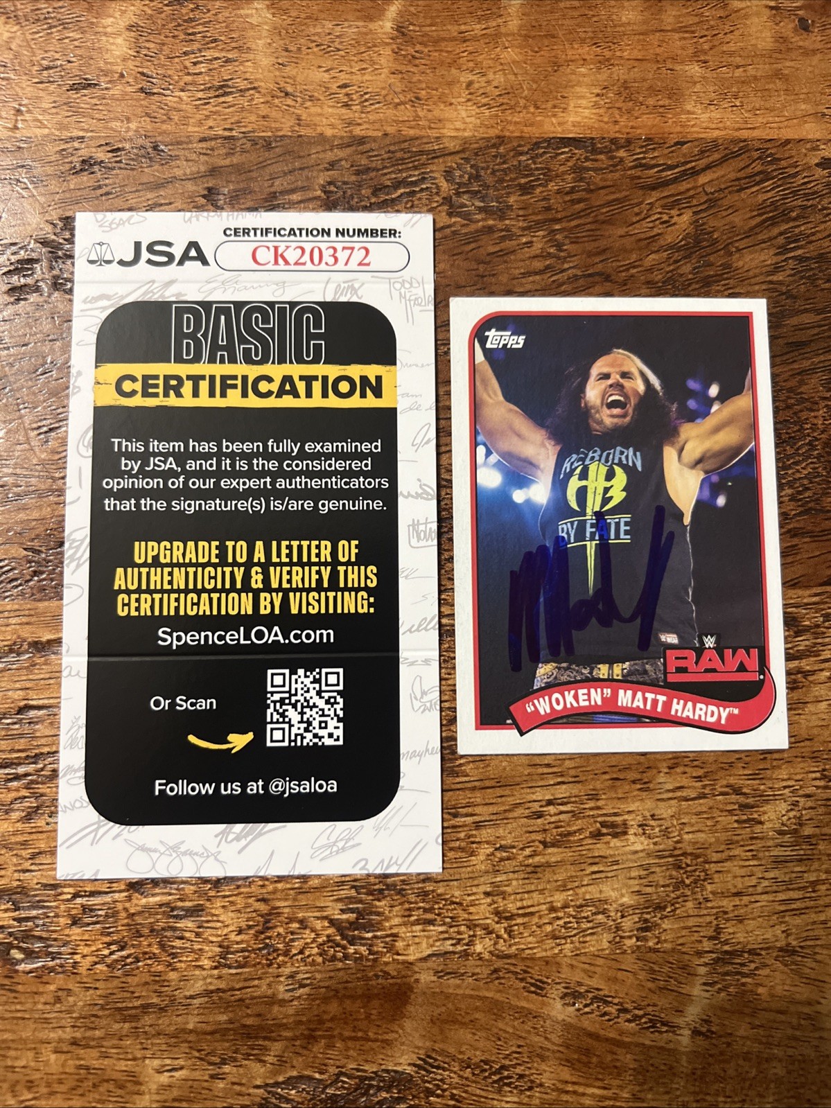 Matt Hardy IP Signed Topps Card JSA Coa Autographed WWE