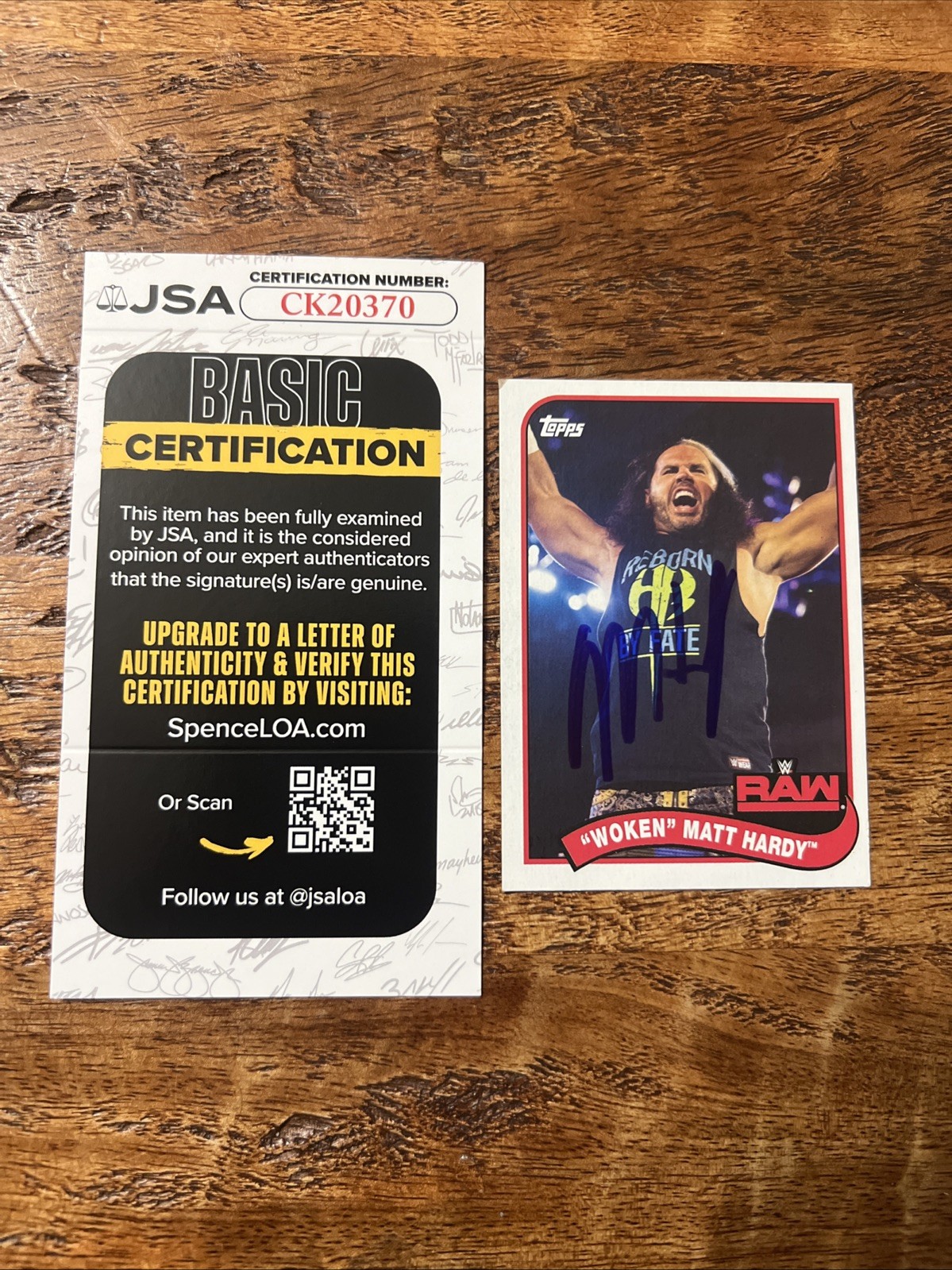 Matt Hardy IP Signed Topps Card JSA Coa Autographed WWE