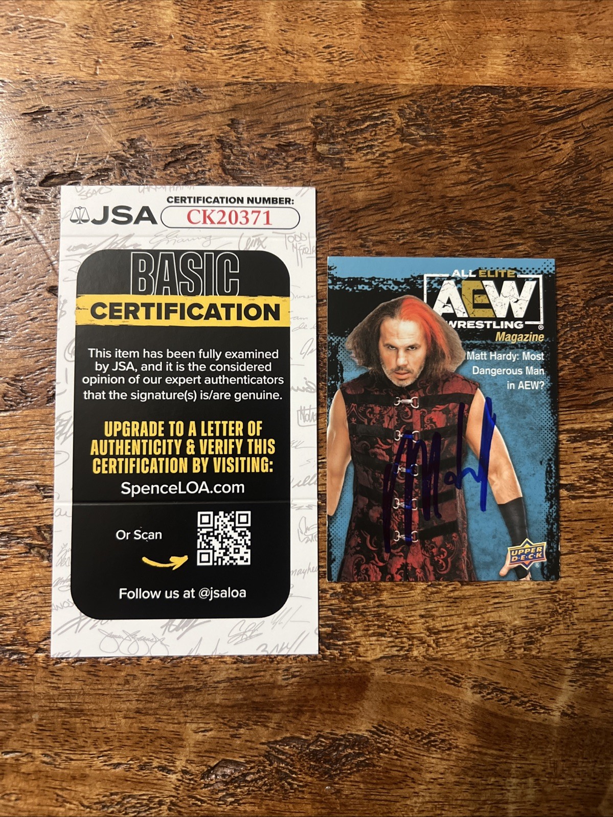 Matt Hardy IP Signed Upper Deck Card JSA Coa Autographed WWE AEW