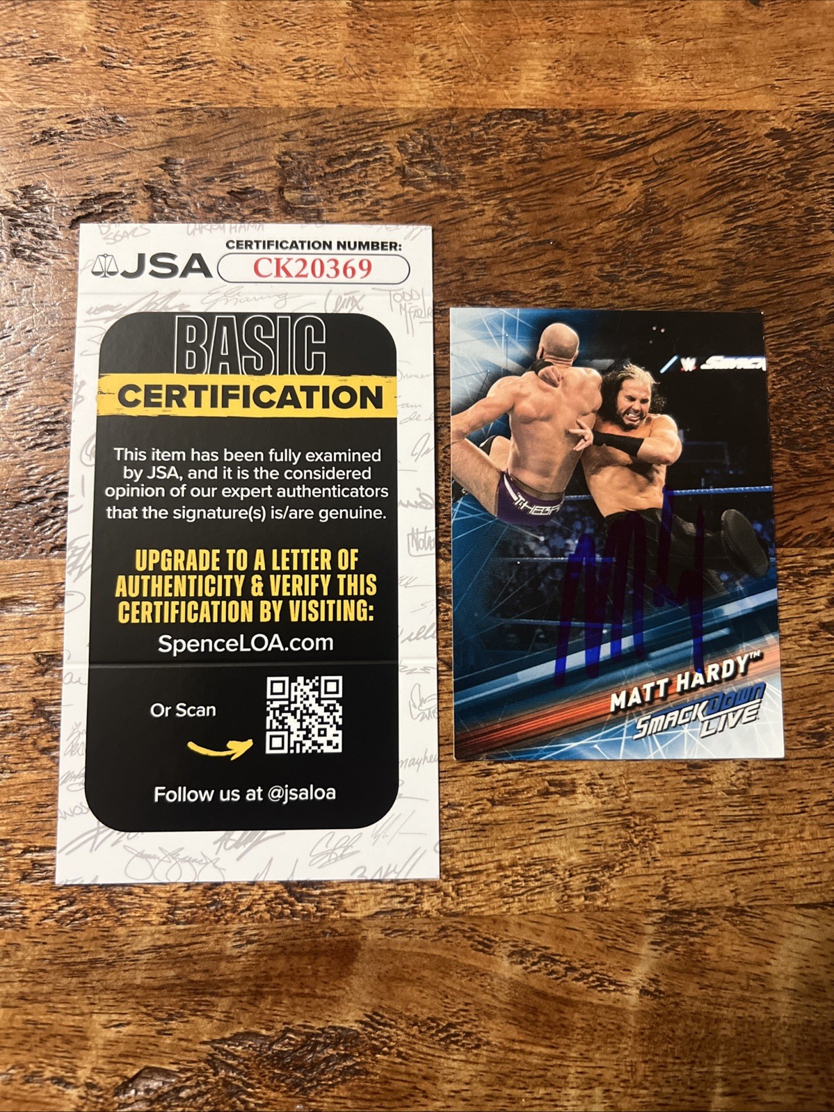 Matt Hardy IP Signed Topps Card JSA Coa Autographed WWE