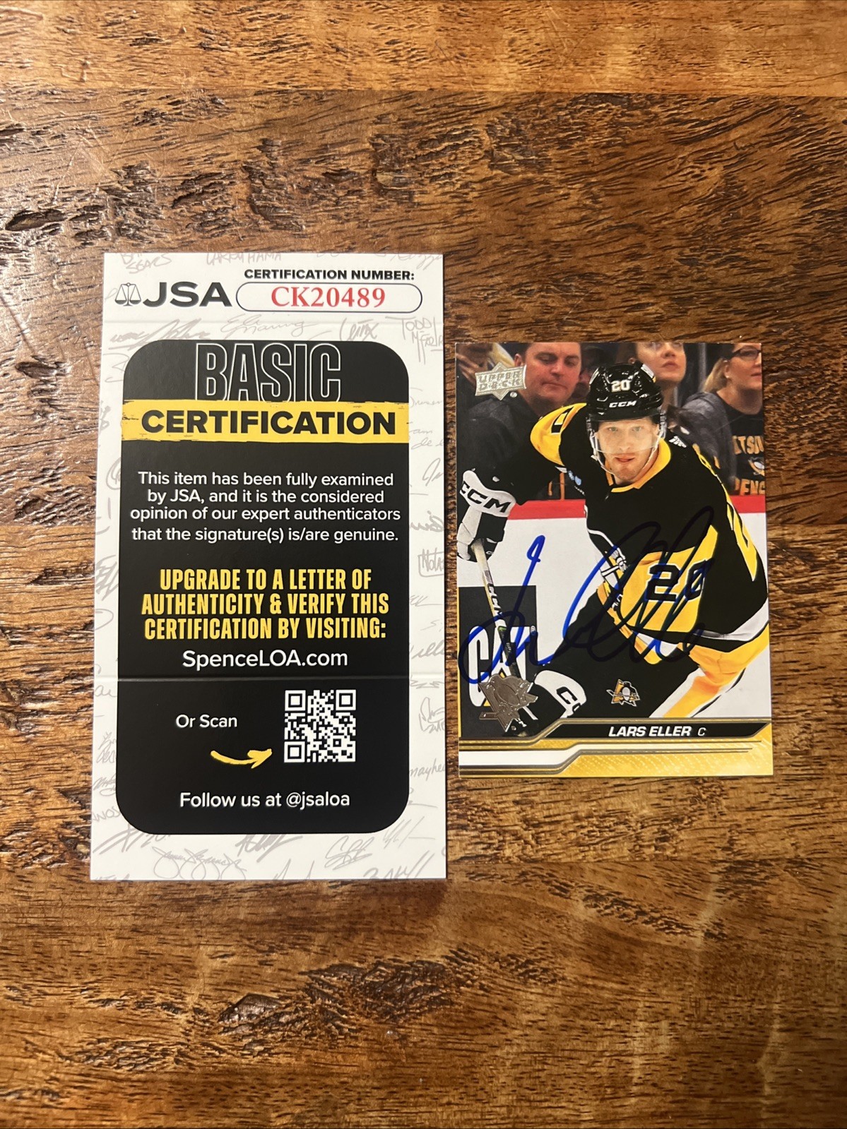 Lars Eller IP Signed Upper Deck Card JSA Coa Penguins Autographed
