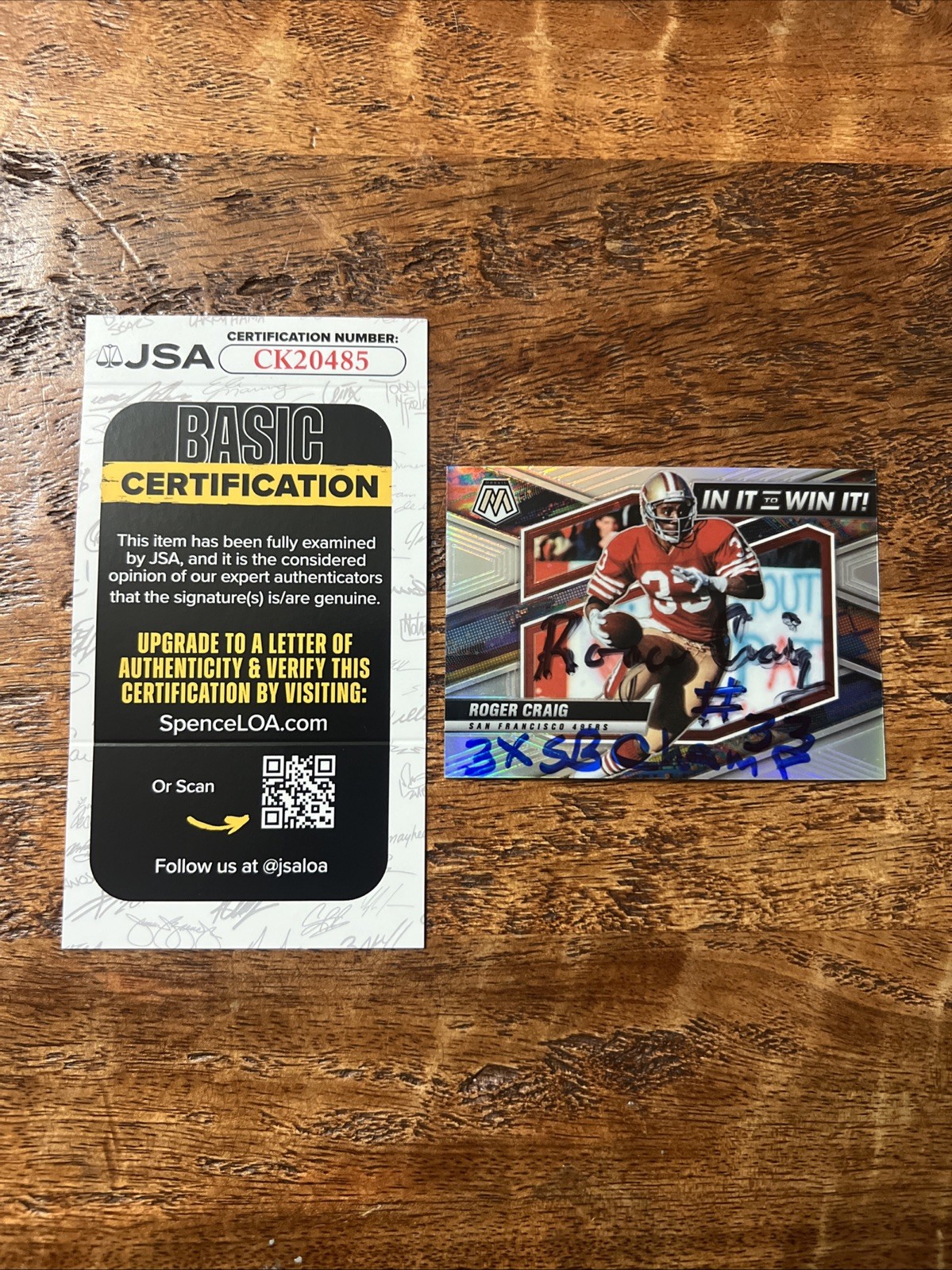 Roger Craig IP Signed Mosaic Card JSA Coa 49ers Autographed
