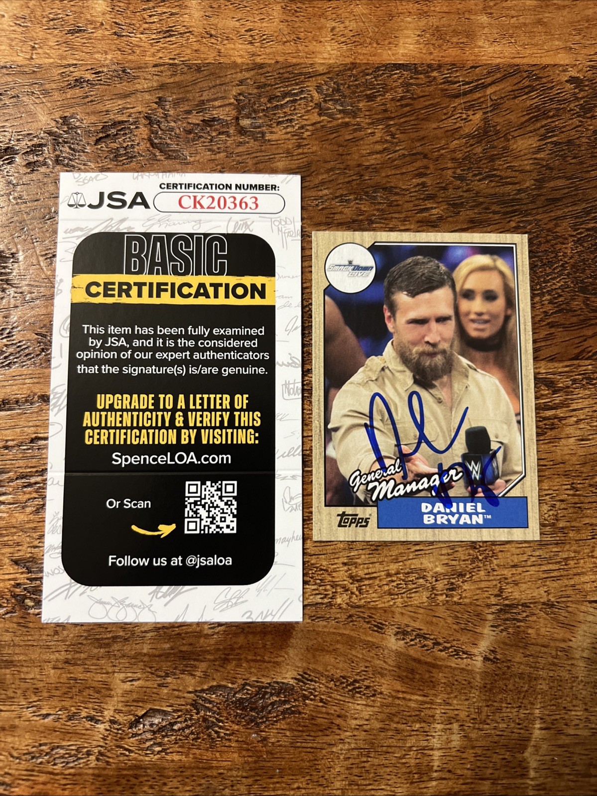 Daniel Bryan IP Signed Topps Card JSA Coa Autographed WWE