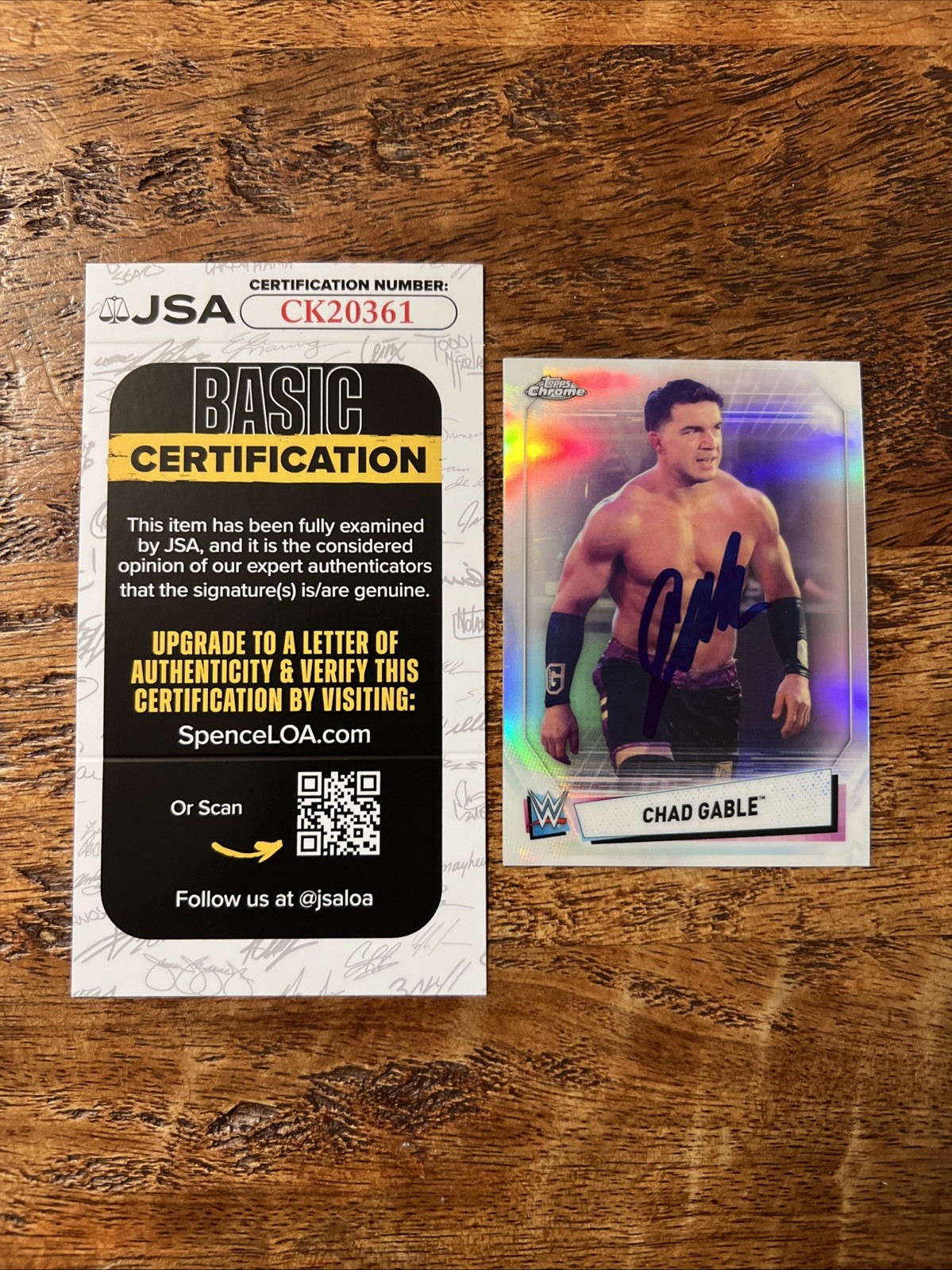 Chad Gable IP Signed Topps Chrome Card JSA Coa Autographed WWE