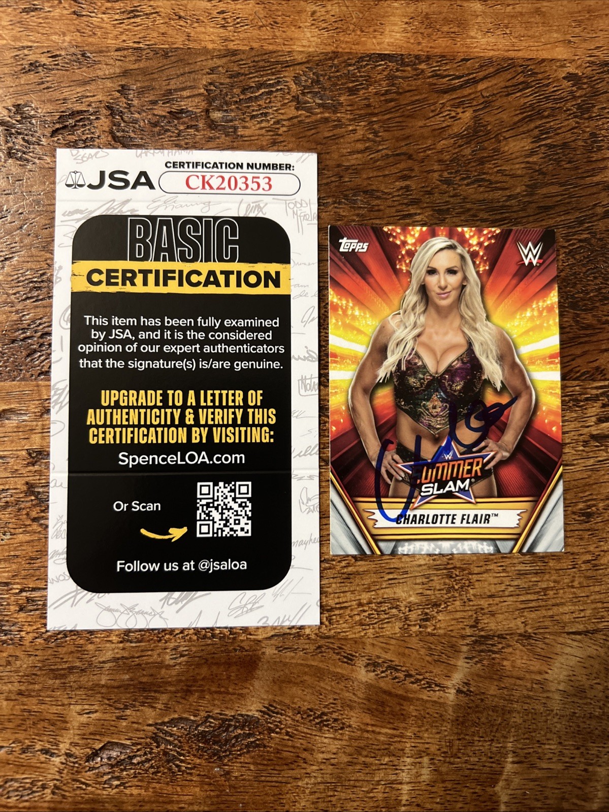 Charlotte Flair IP Signed Topps Card JSA Coa Autographed WWE