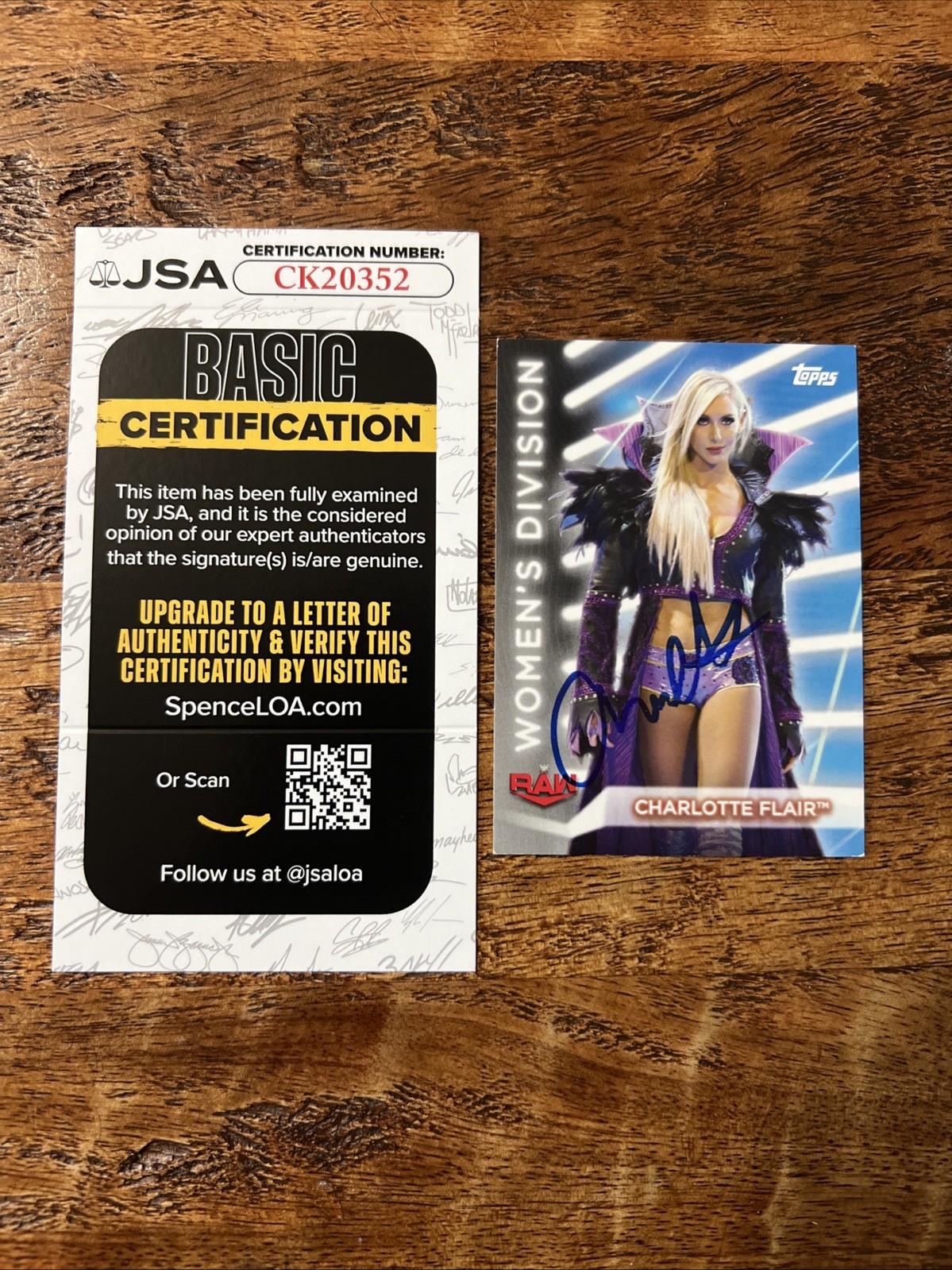Charlotte Flair IP Signed Topps Card JSA Coa Autographed WWE