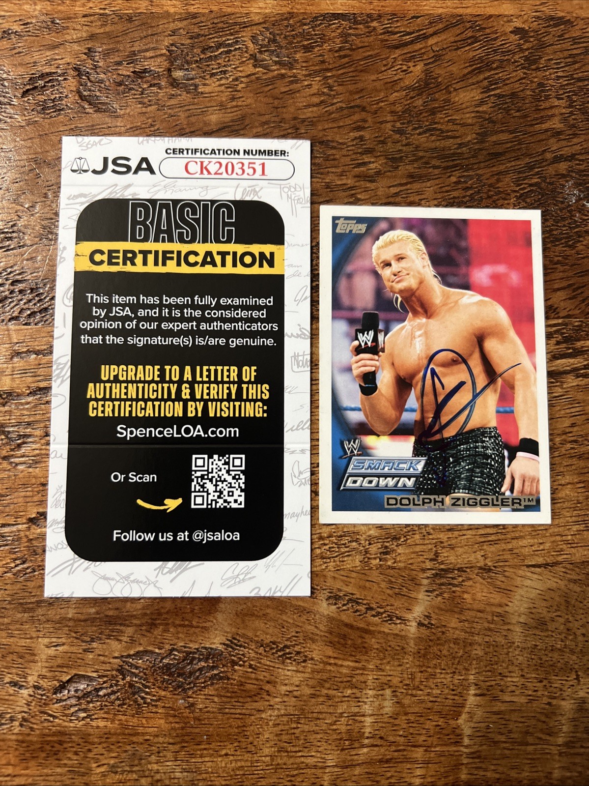 Dolph Ziggler IP Signed Topps Card JSA Coa Autographed WWE