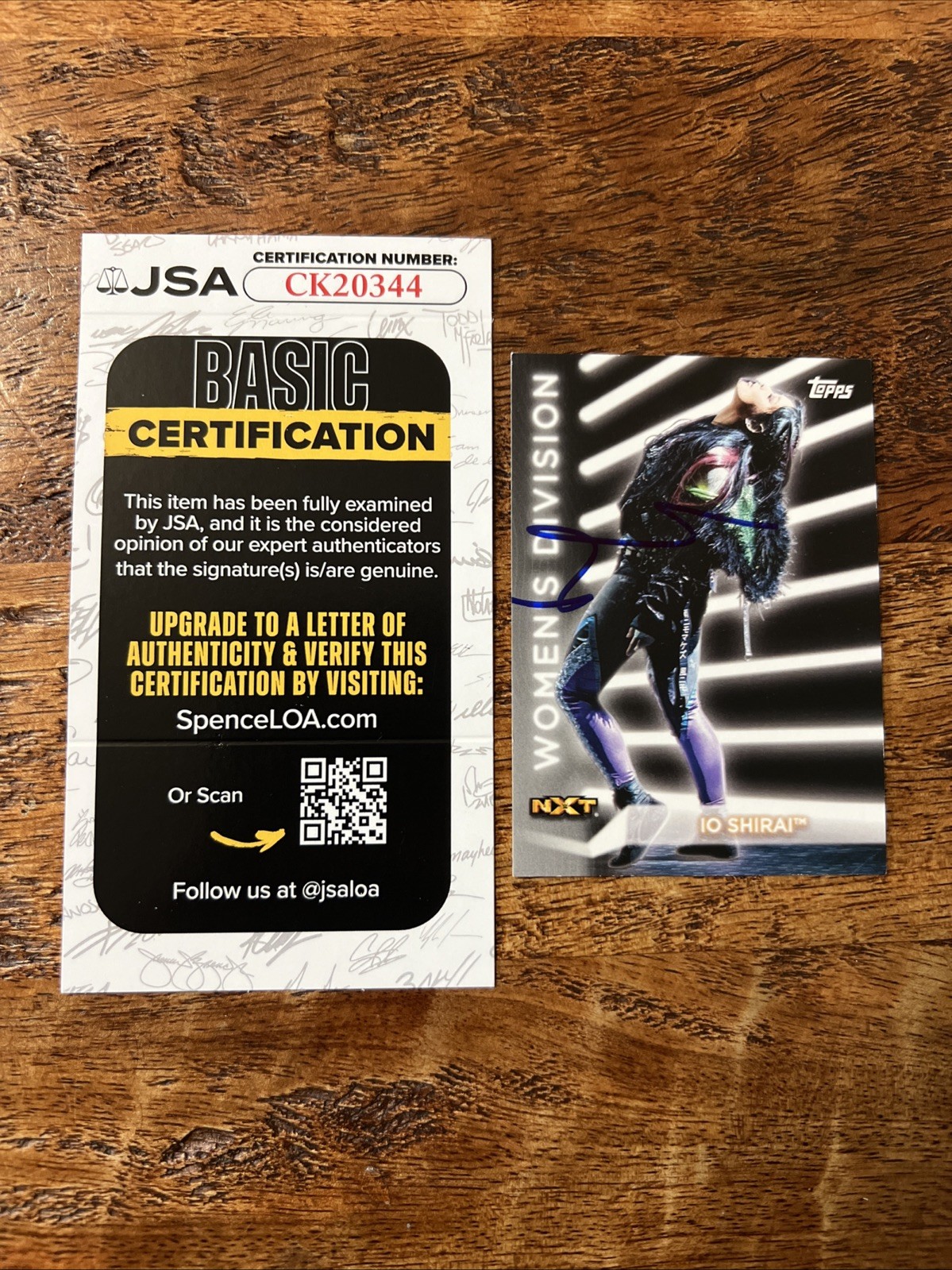 IYO SKY IP Signed Topps Card JSA Coa Autographed WWE IO Shirai