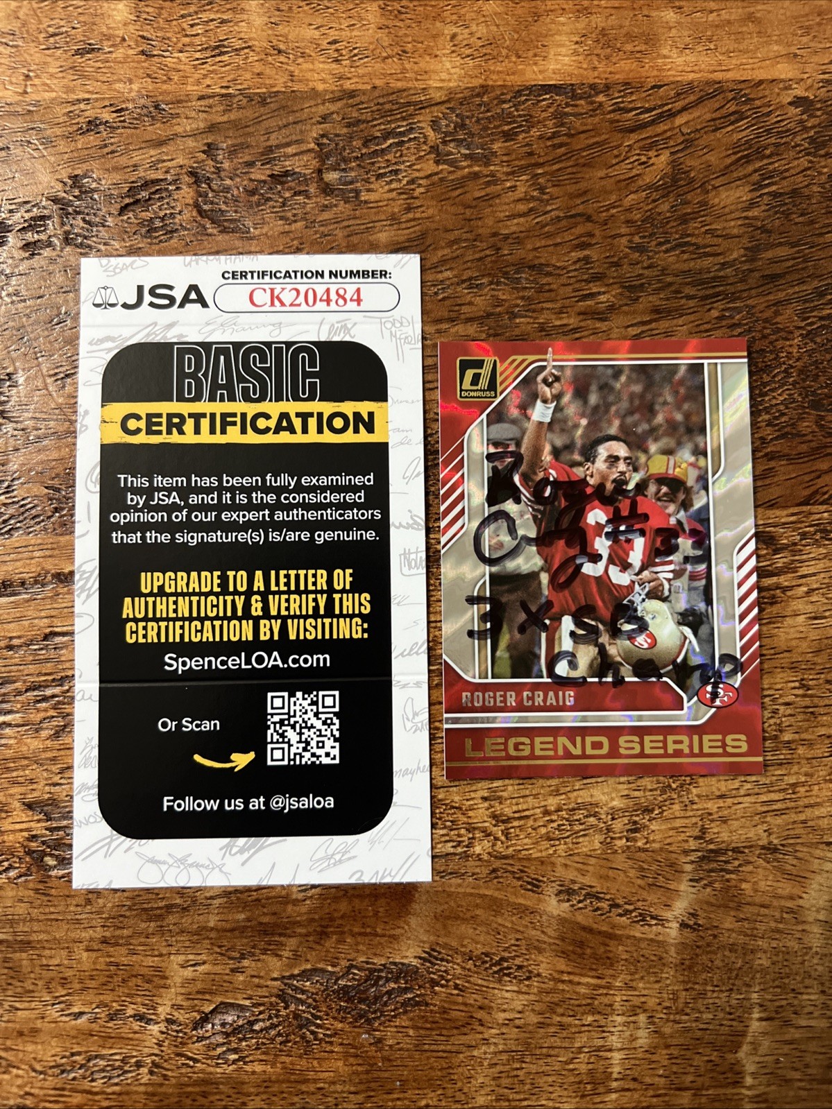 Roger Craig IP Signed Donruss Card JSA Coa 49ers Autographed