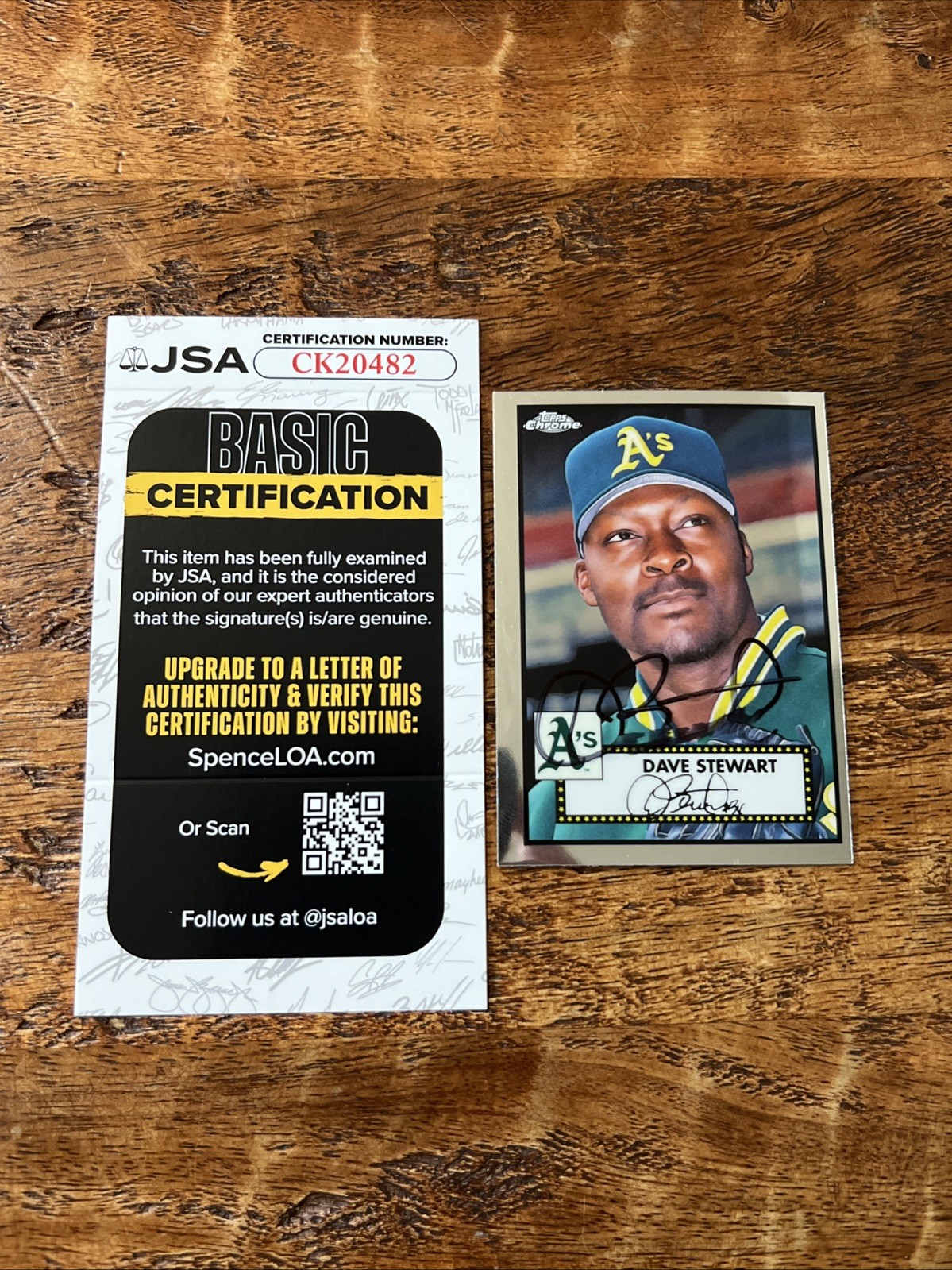 Dave Stewart IP Signed Topps Chrome Card JSA Coa Athletics Autographed