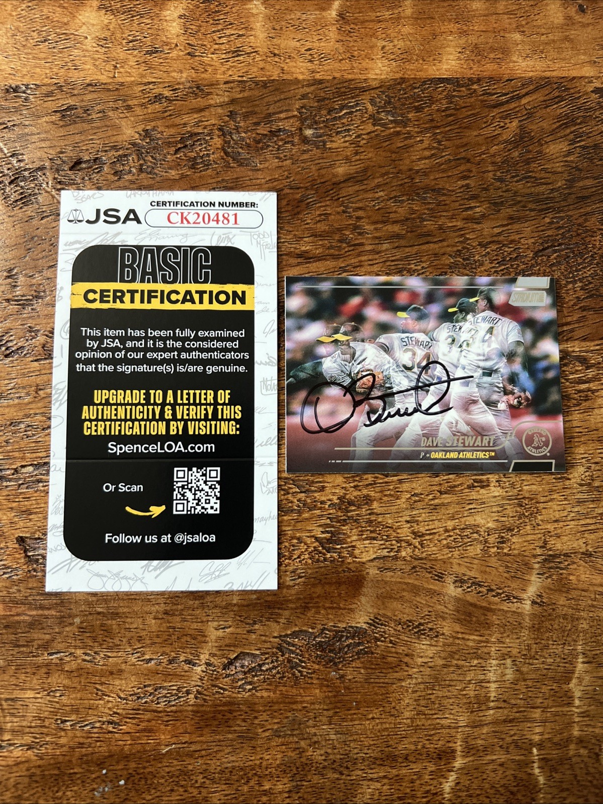 Dave Stewart IP Signed Topps Stadium Club Card JSA Coa Athletics Autographed