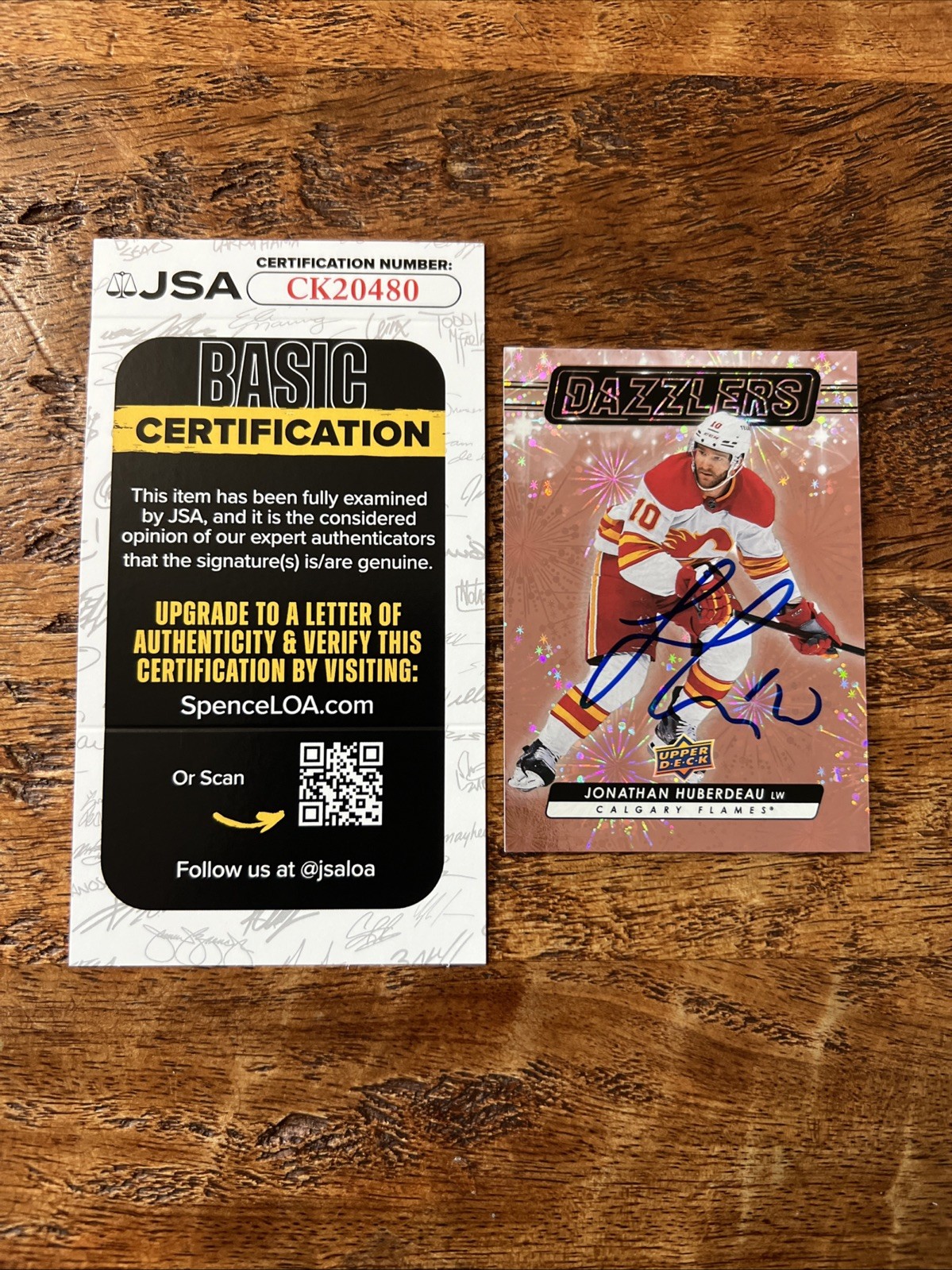 Jonathan Huberdeau IP Signed Upper Deck Dazzlers Card JSA Coa Flames Autographed