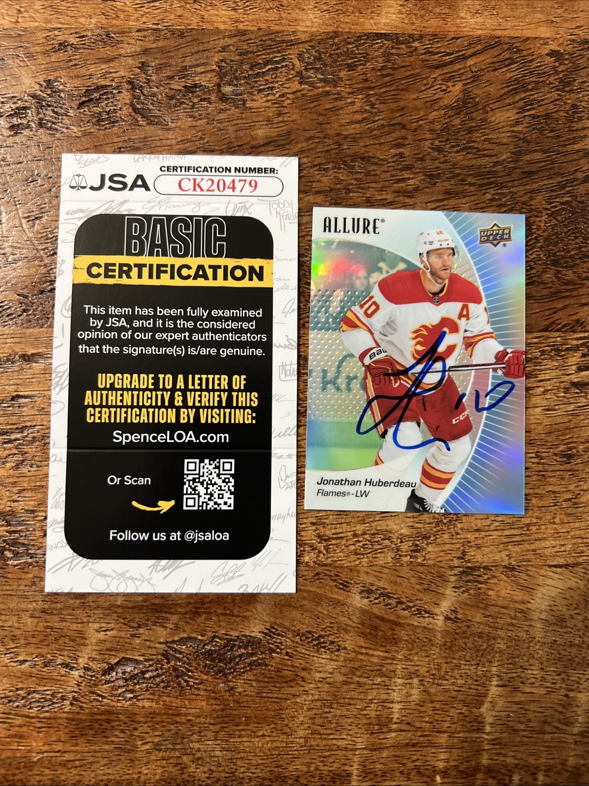 Jonathan Huberdeau IP Signed Upper Deck Allure Card JSA Coa Flames Autographed