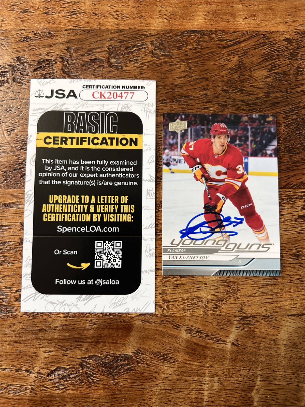 Yan Kuznetsov IP Signed Upper Deck Young Guns Card JSA Coa Flames Autographed