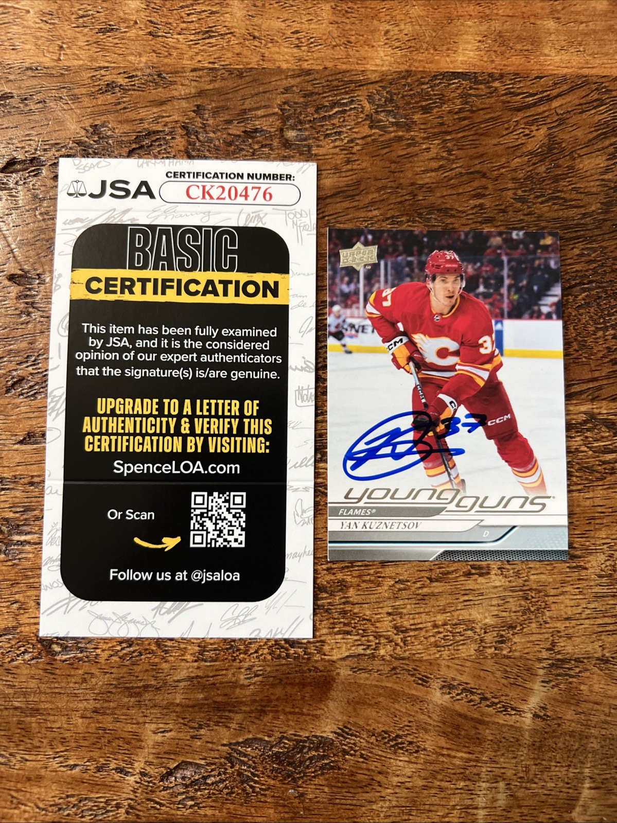 Yan Kuznetsov IP Signed Upper Deck Young Guns Card JSA Coa Flames Autographed