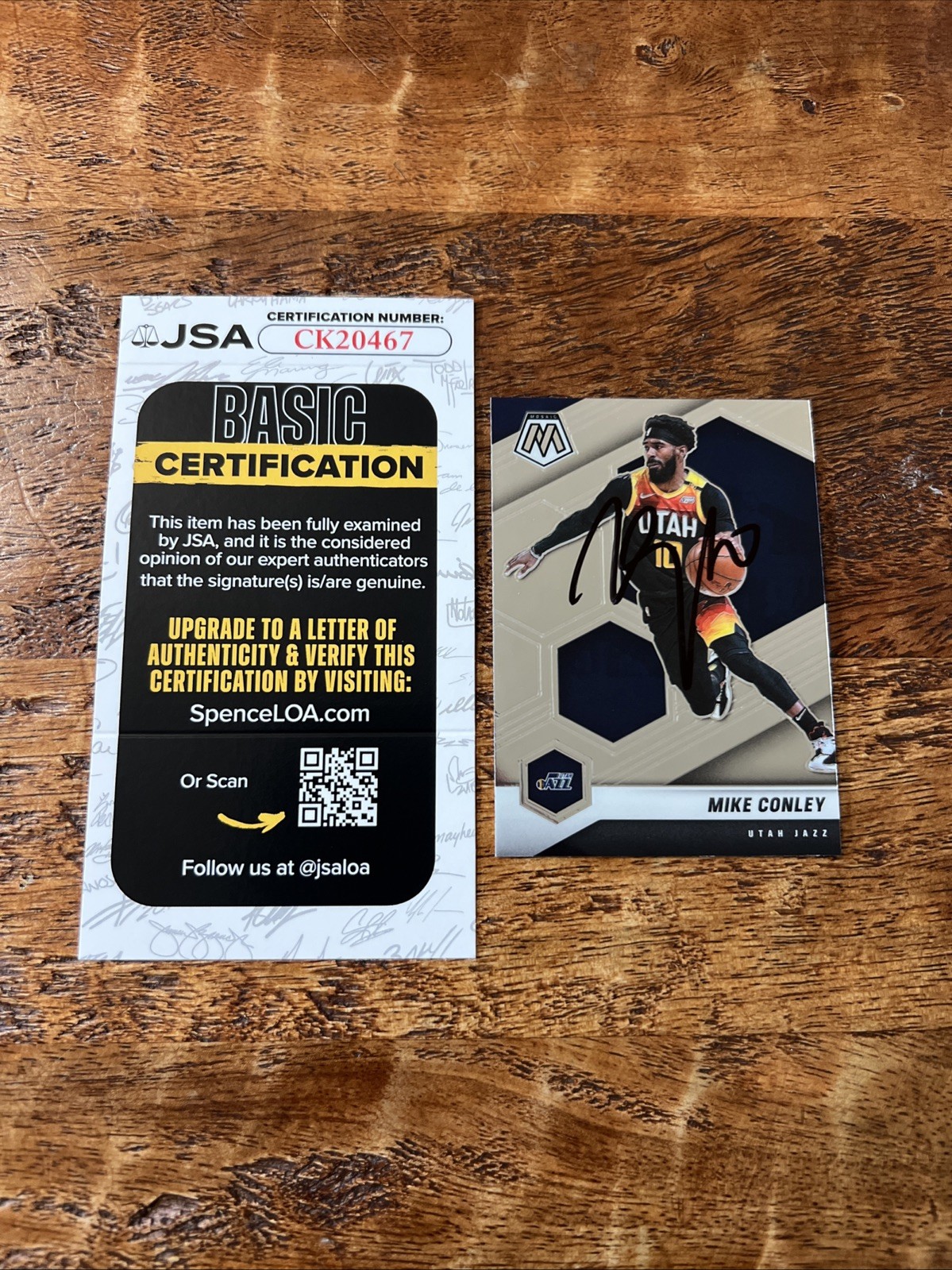 Mike Conley IP Signed Mosaic Card JSA Coa Jazz Autographed