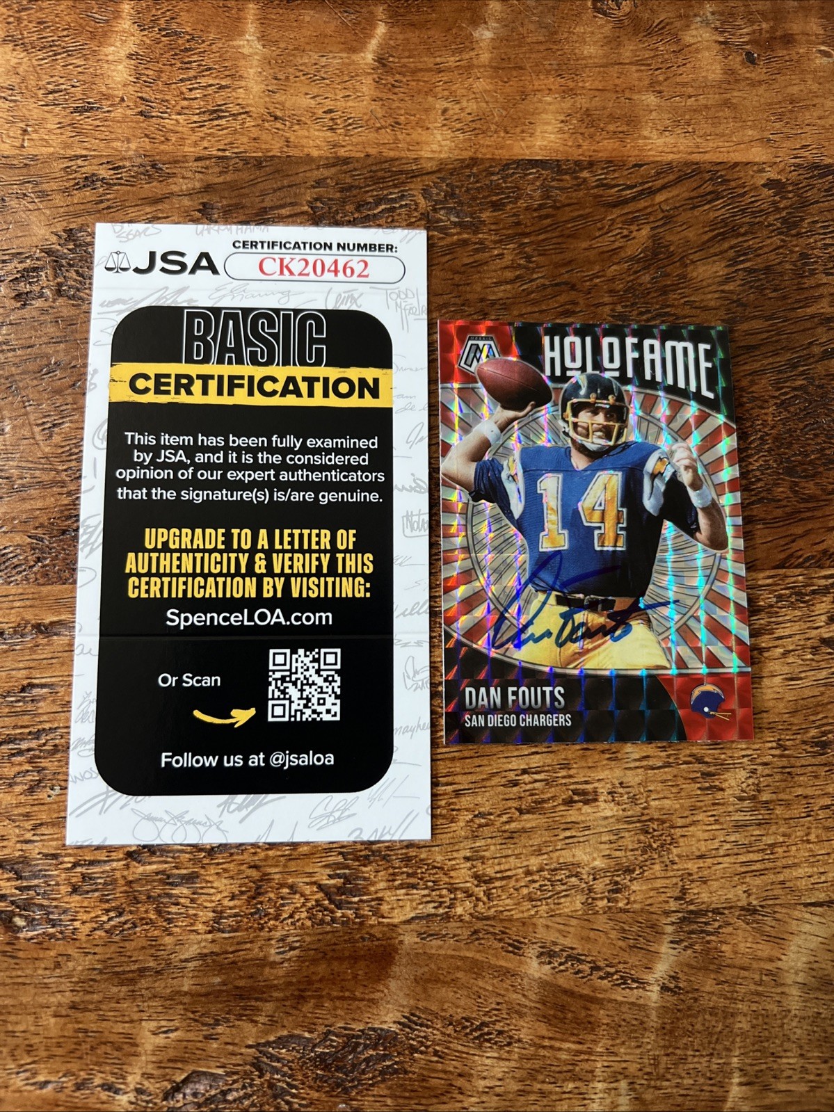 Dan Fouts IP Signed Panini Mosaic Card JSA Coa Chargers Autographed