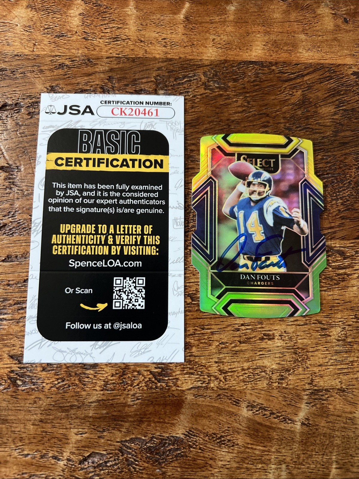 Dan Fouts IP Signed Panini Select Card JSA Coa Chargers Autographed