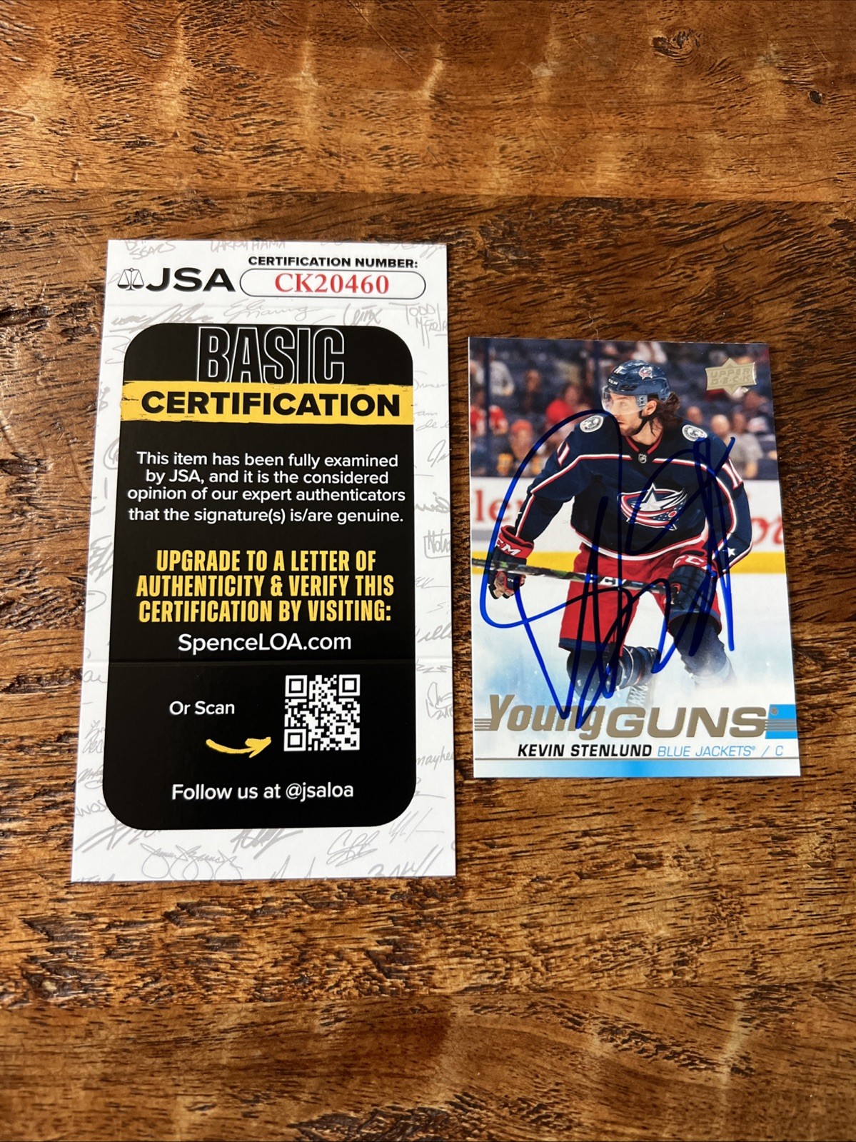 Kevin Stenlund IP Signed UD Young Guns Card JSA Coa Blue Jackets Autographed