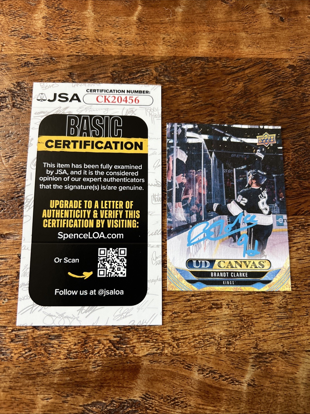 Brandt Clarke IP Signed Upper Deck Canvas Card JSA Coa Kings Autographed