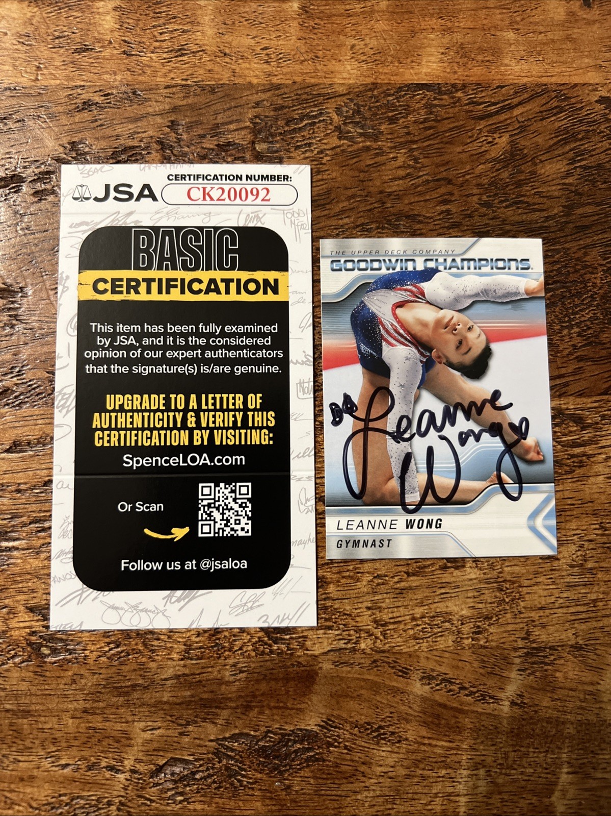 Leanne Wong IP Signed Goodwin Champions Card JSA Coa USA Women’s Gymnastics