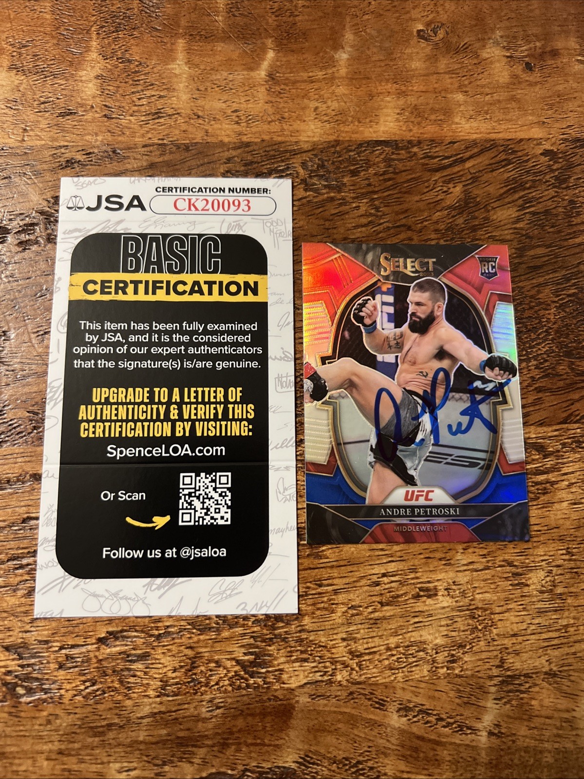 Andre Petroski IP Signed Panini Select RC Card JSA Coa Autographed UFC