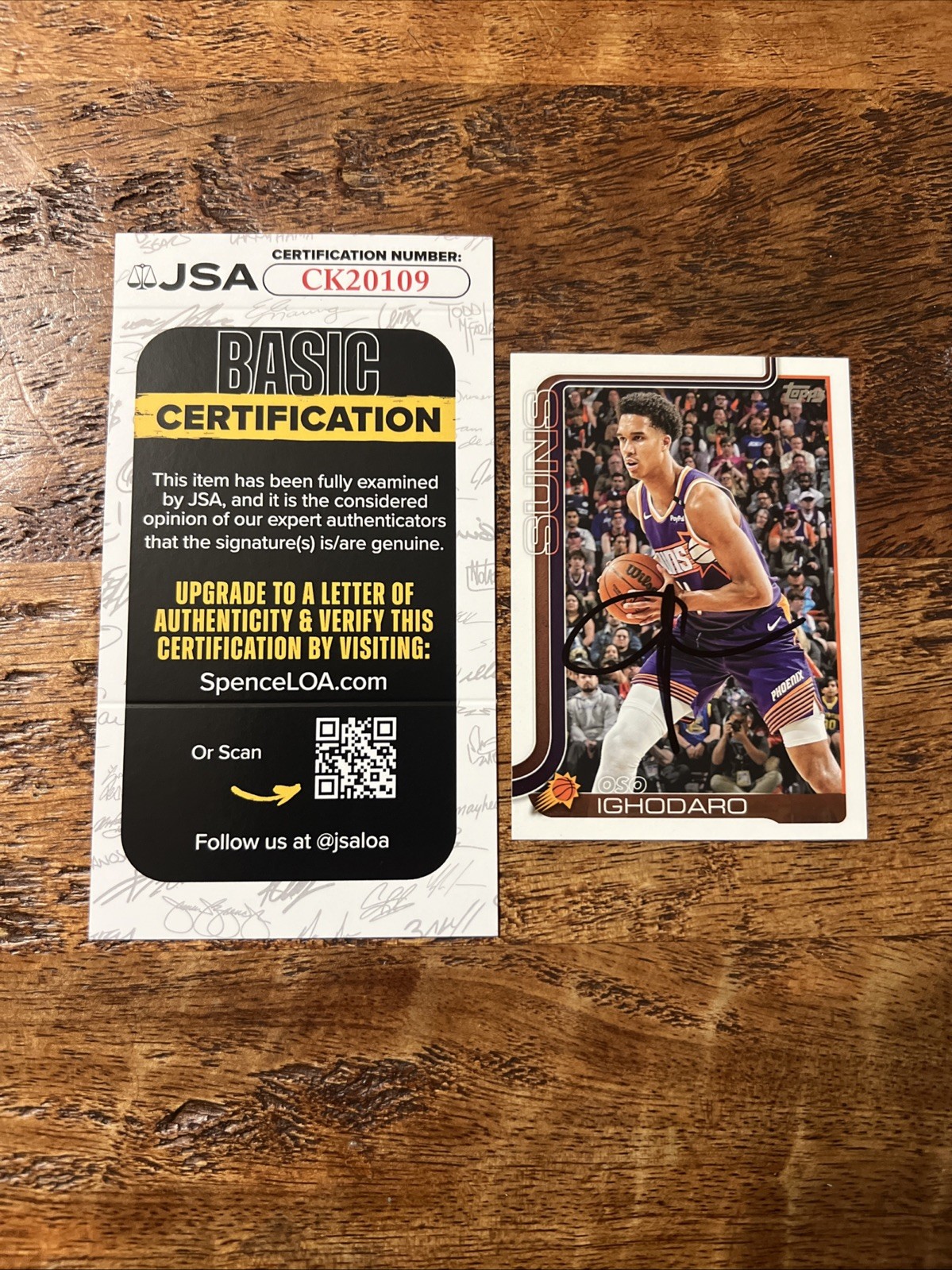 Oso Ighodaro IP Signed Topps Rookie Card JSA Coa Suns Autographed