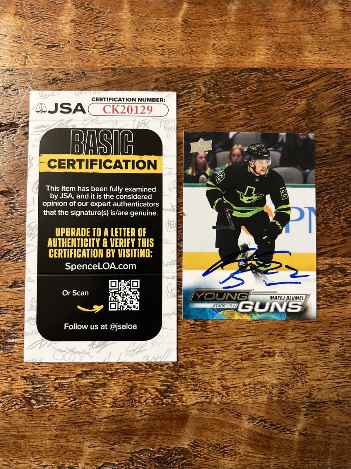 Matej Blumel IP Signed UD Young Guns Card JSA Coa Stars Autographed
