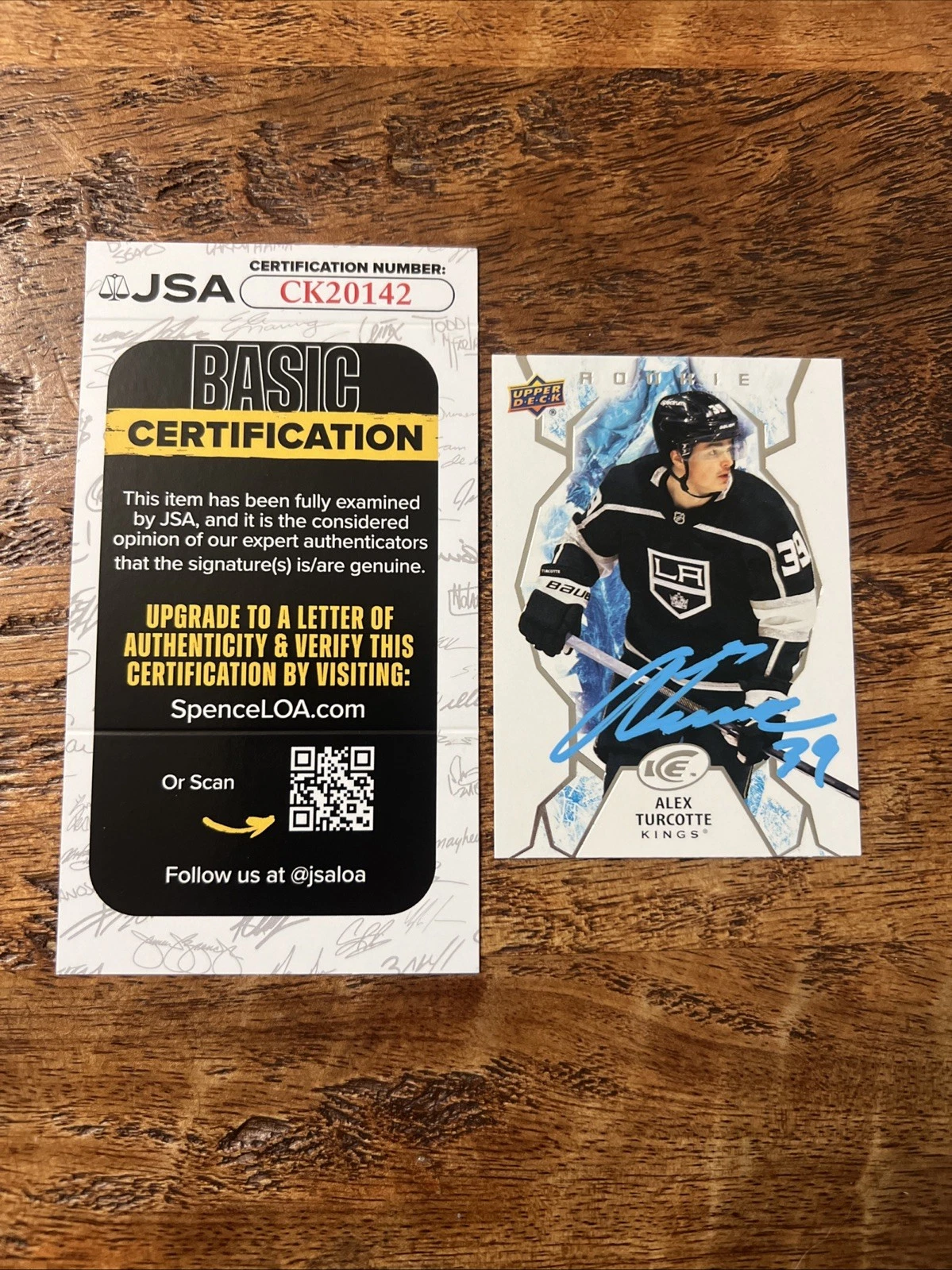 Alex Turcotte IP Signed Upper Deck Ice Rookie Card JSA Coa Kings Autographed