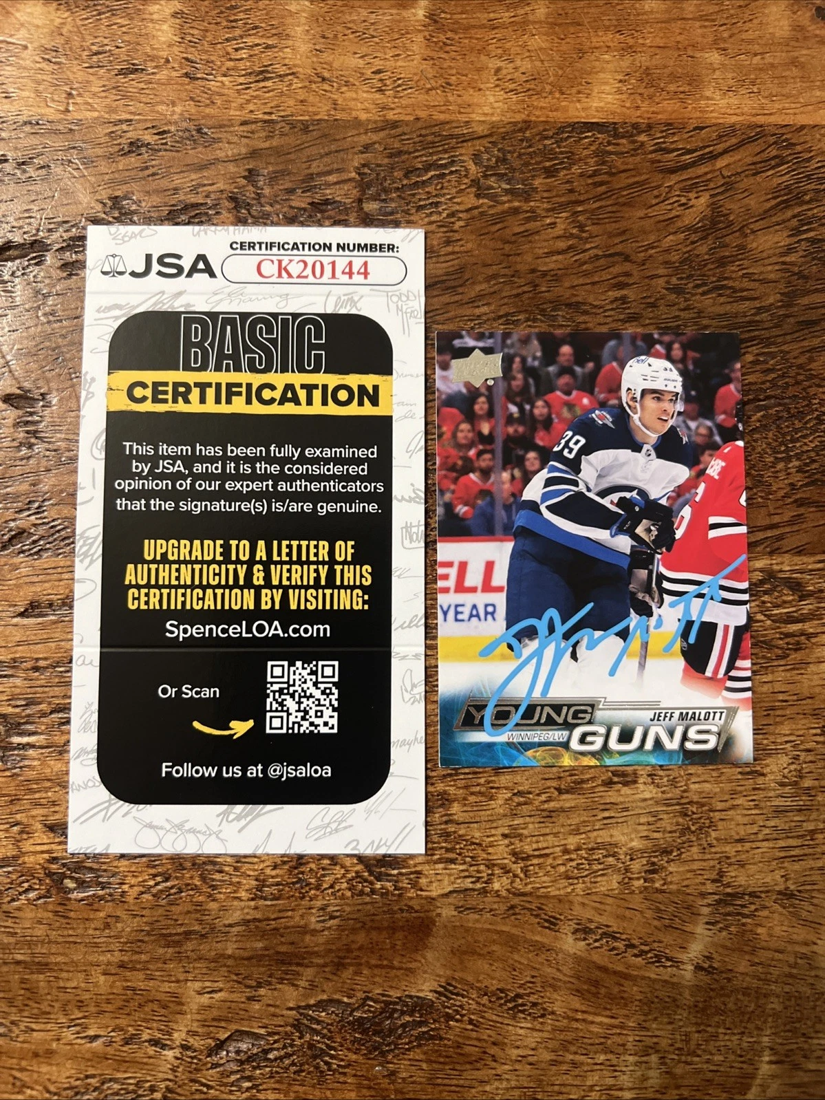 Jeff Malott IP Signed Upper Deck Young Guns Card JSA Coa Jets Autographed