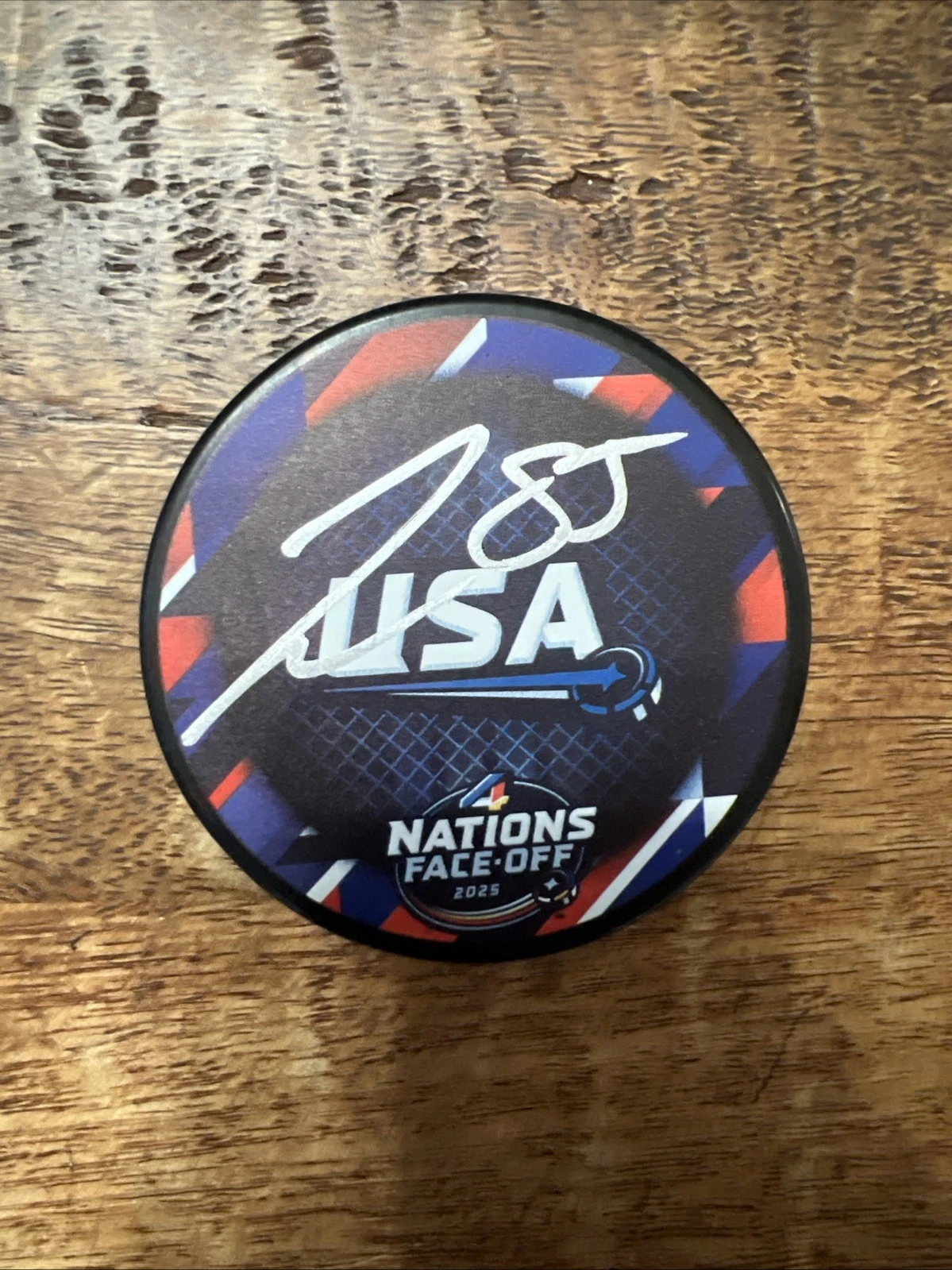 Jake Sanderson Signed USA 4 Nations Puck PSA DNA Autographed Senators