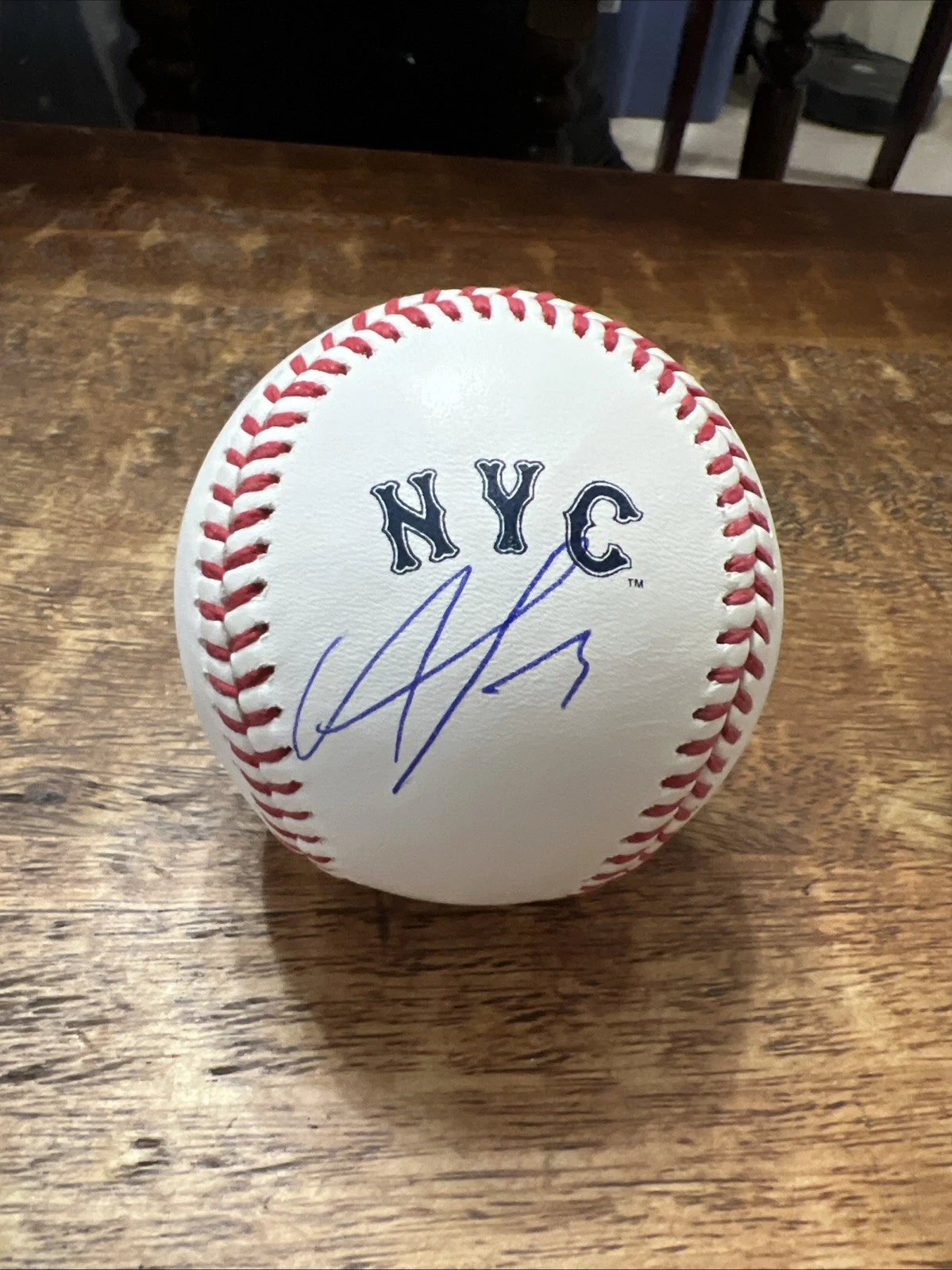 Francisco Alvarez Signed New York Mets Logo Baseball JSA Coa Autographed