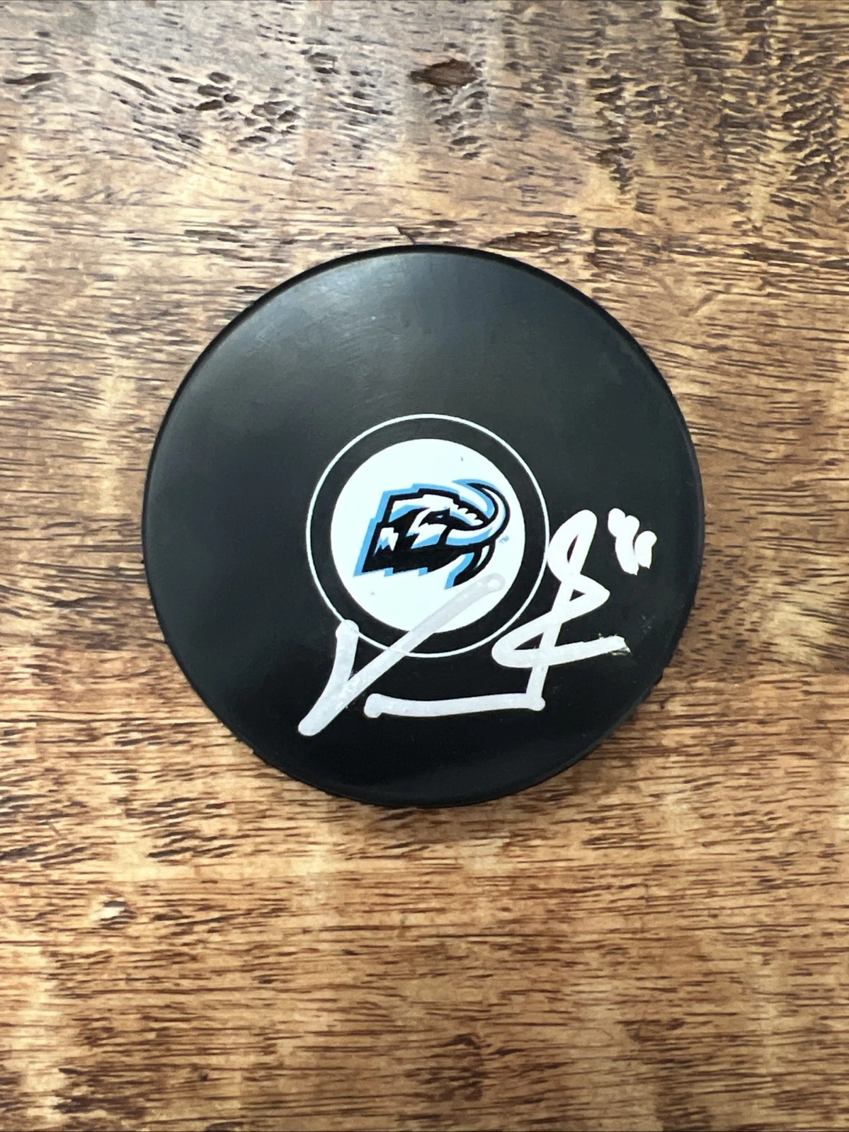 Vitek Vanecek Signed Utah Mammoth Puck JSA Coa Autographed