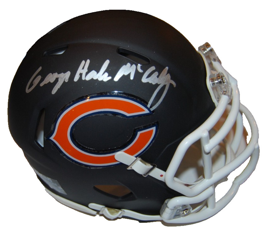 GEORGE HALAS MCCASKEY signed CHICAGO BEARS mini football helmet BECKETT BR63109
