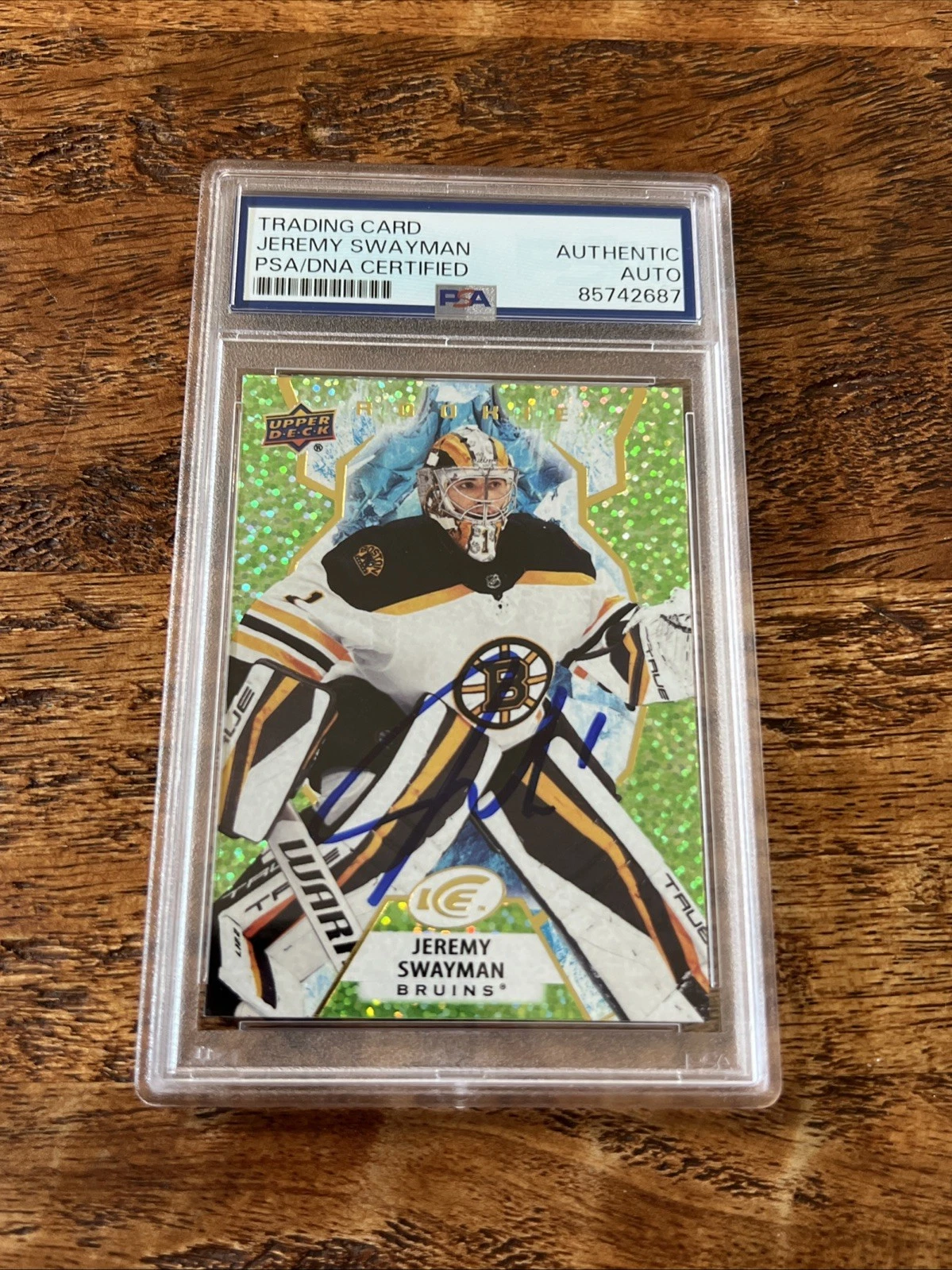 Jeremy Swayman IP Signed UD Ice Rookie Card PSA DNA Coa Bruins Autographed