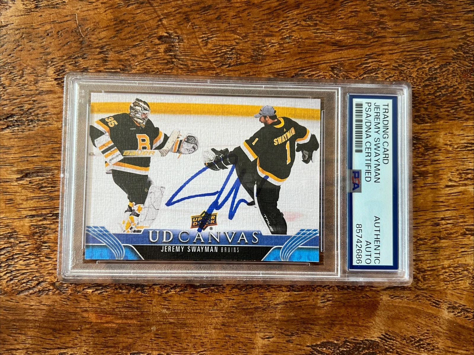 Jeremy Swayman IP Signed UD Canvas Card PSA DNA Coa Bruins Autographed