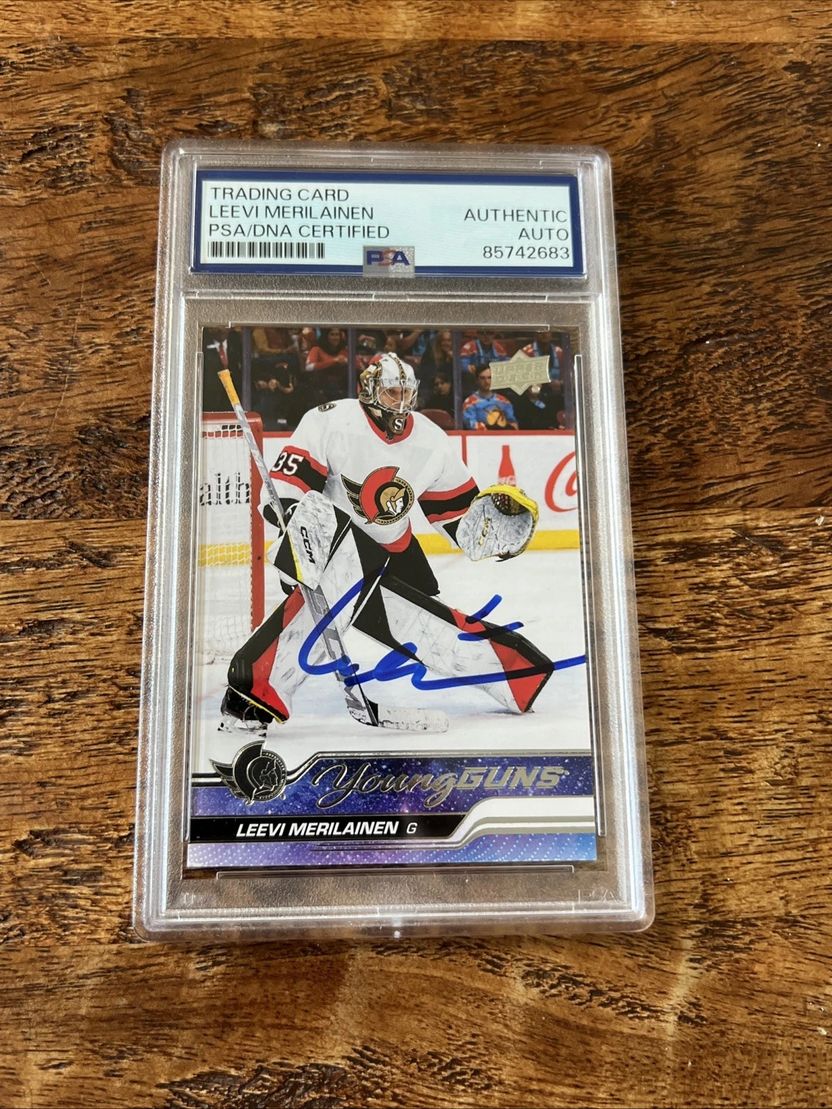 Leevi Merilainen IP Signed UD Young Guns Card Psa Dna Slab Senators Autographed