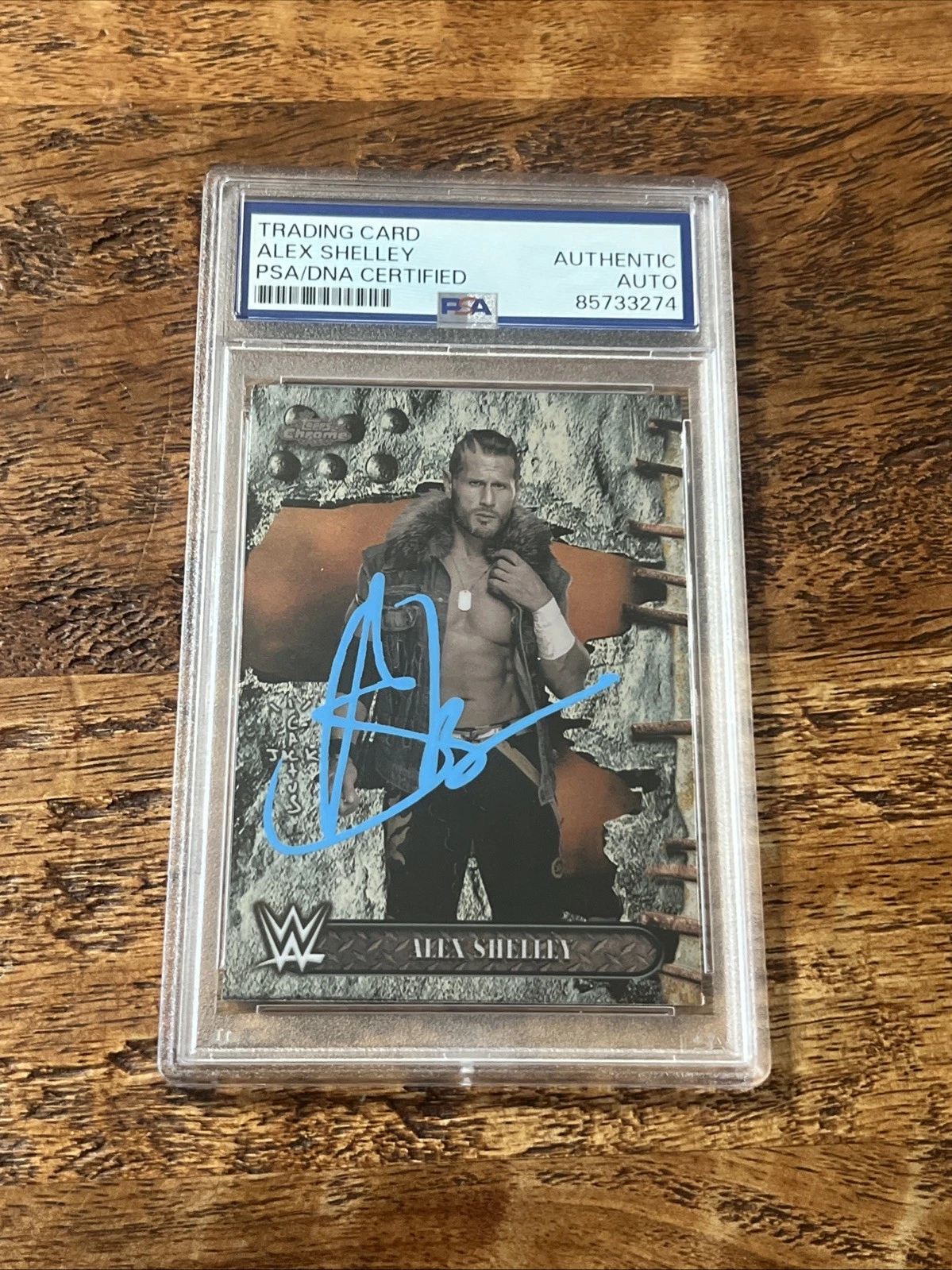 Alex Shelley IP Signed Topps Chrome Cactus Jack Card Psa Dna Coa Slab WWE Auto