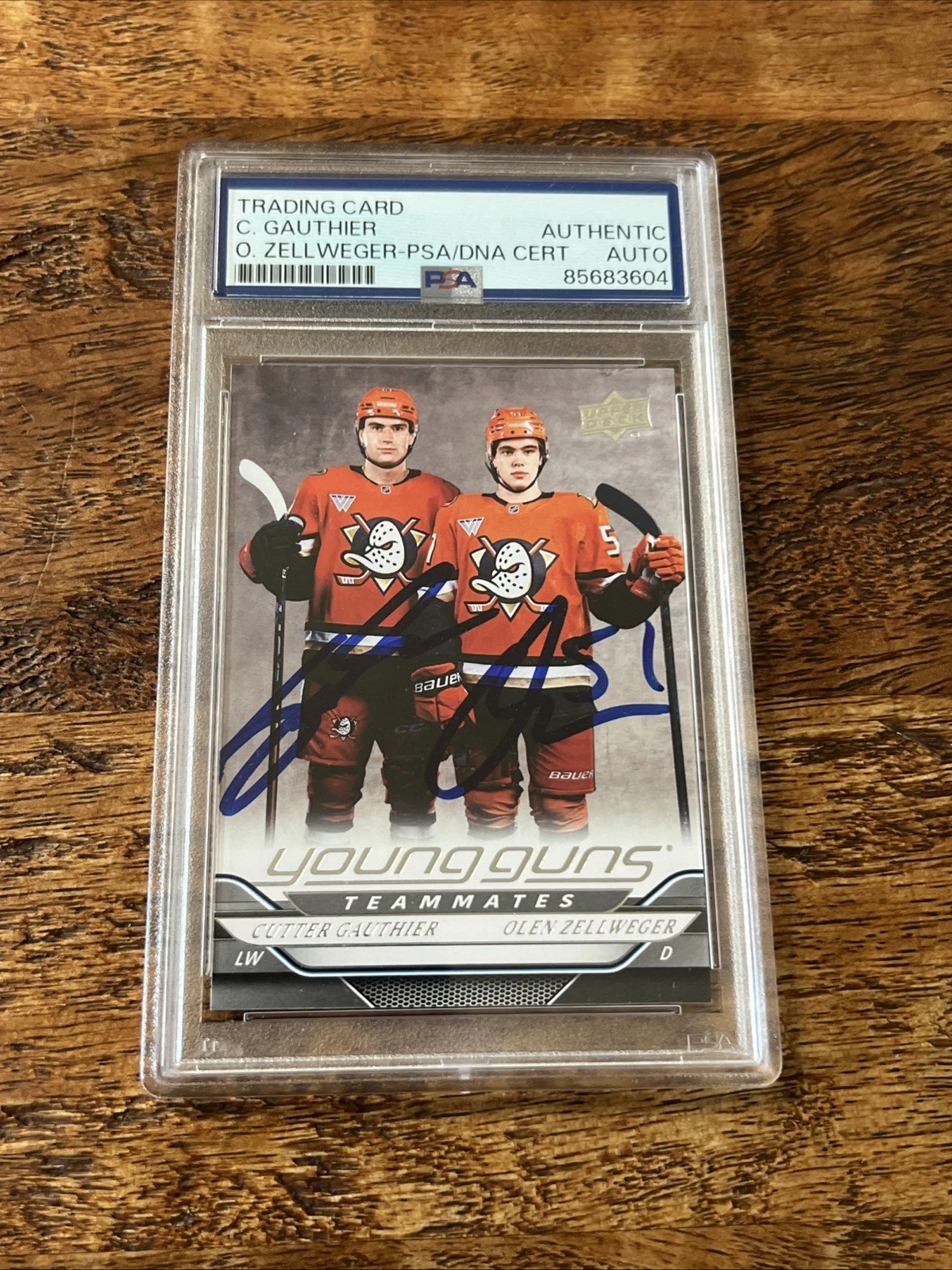 Cutter Gauthier Olen Zellweger IP Signed UD Young Guns Card Psa Dna Slab Ducks