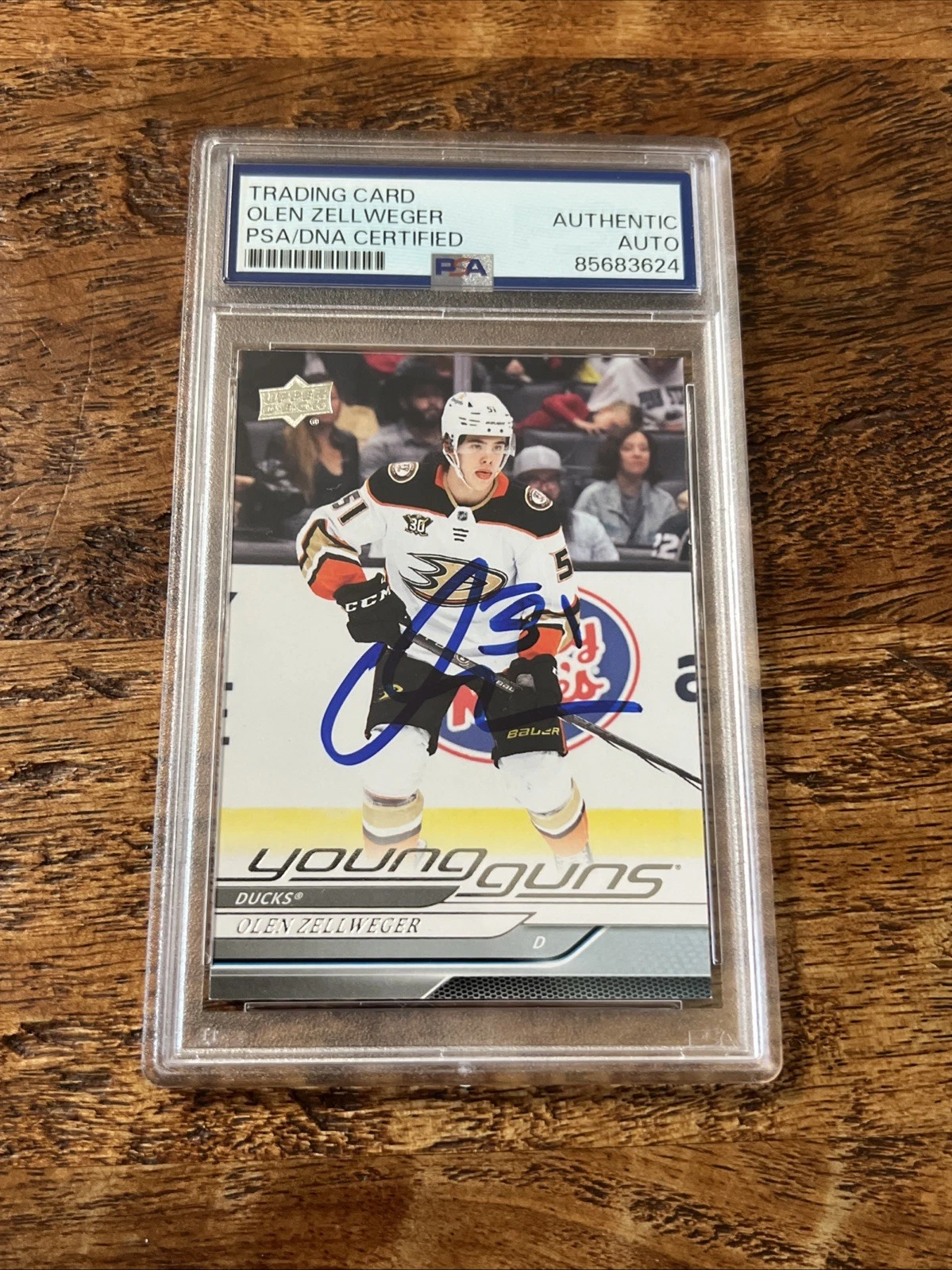 Olen Zellweger IP Signed UD Young Guns Card PSA DNA Coa Slab Ducks Autographed