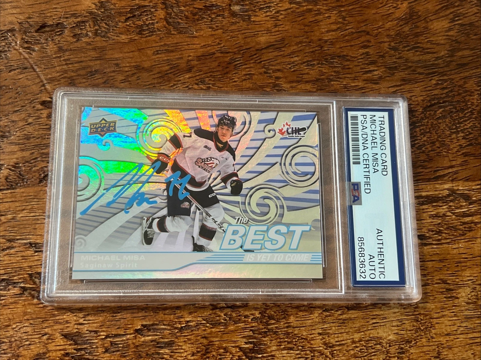Michael Misa IP Signed Upper Deck Card PSA DNA Slab Sharks Autographed